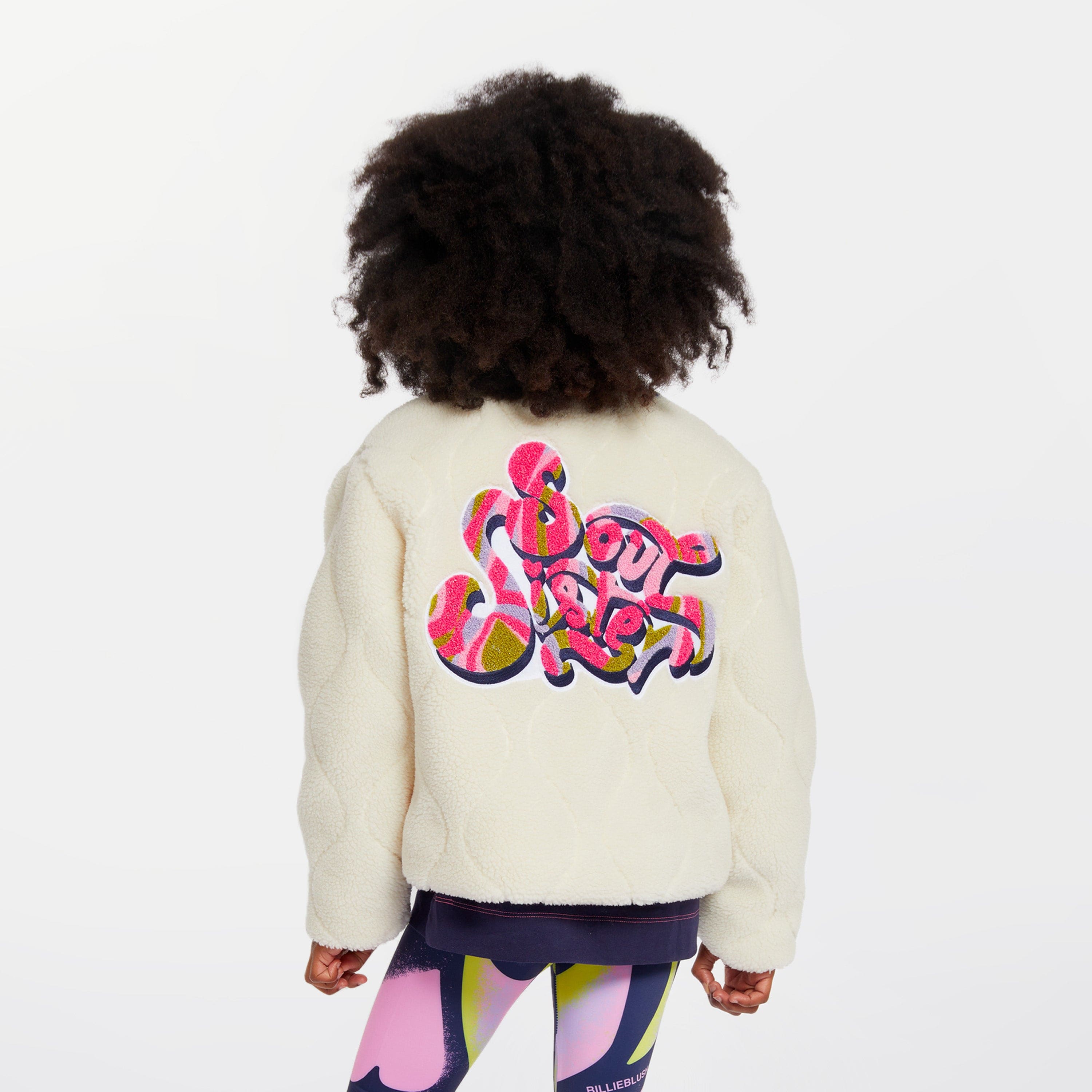 Billieblush Girls Faux Shearling Quilted Jacket in Ivory - Warm Winter Coat for School, Outdoor Play & Holiday Outfits