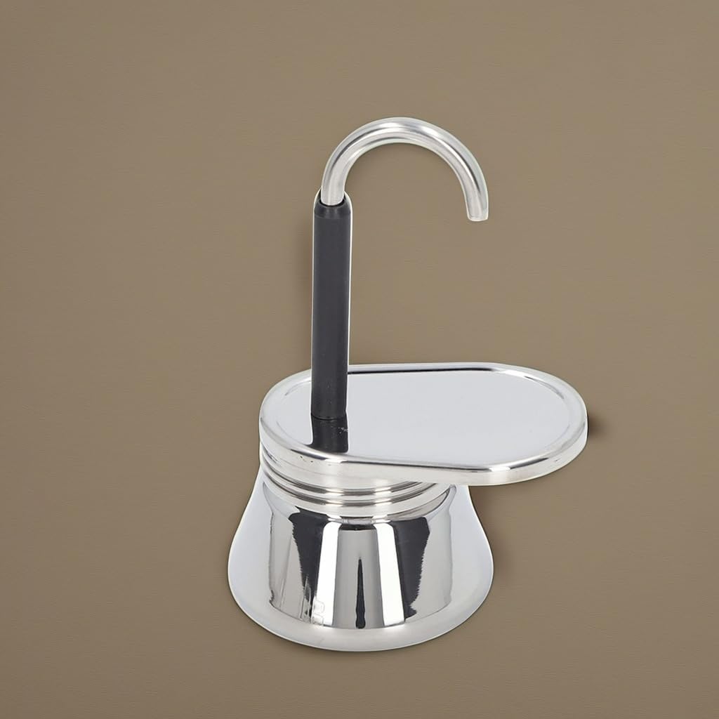 Stainless Steel Single Spout Moka Pot - 3-Cup Espresso Maker for Stovetop - Portable & Lightweight Coffee Maker for Home, Camping & Outdoor Use (15.5x9.5cm) - Perfect for Italian Coffee, Travel & Gifts