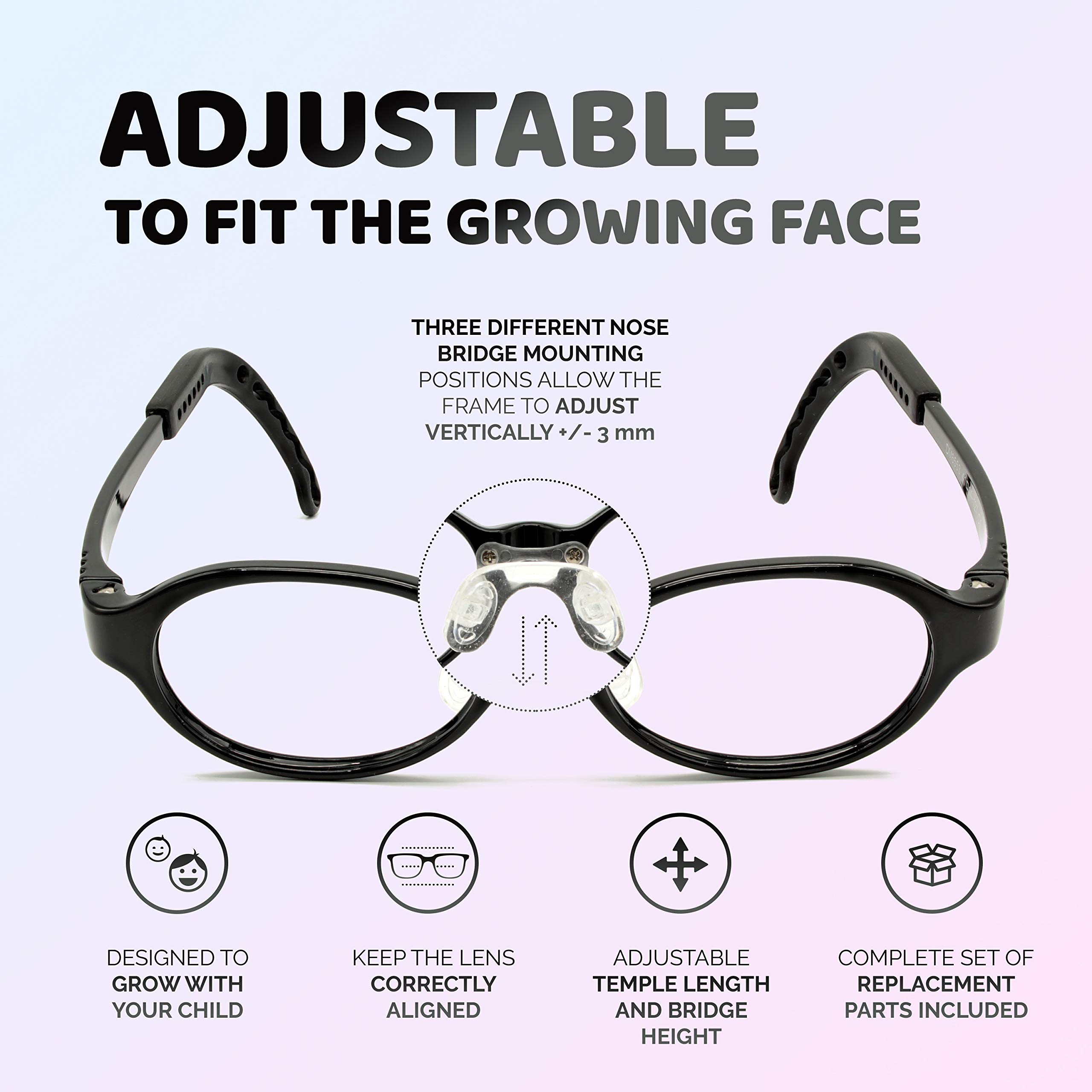 Adjustable Kids Glasses for Boys & Girls - Prescription Eyeglasses for Children with Flexible Temples - Perfect for School, Reading & Outdoor Activities - Model 2001