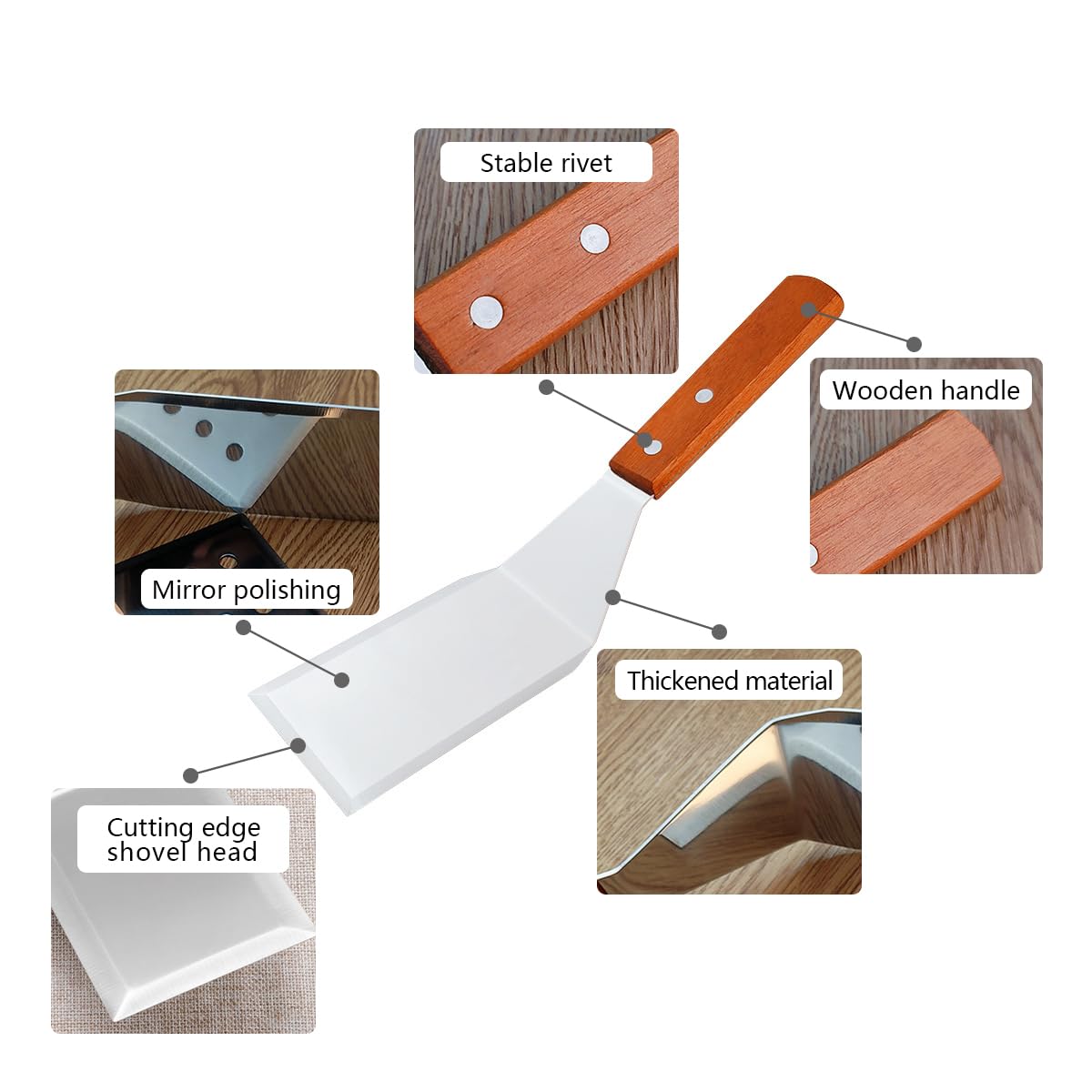 Premium Stainless Steel Spatula - Heavy Duty Metal Kitchen Turner with Beveled Edges & Ergonomic Hardwood Handle - Ideal for Flipping Pancakes, Burgers, Eggs - Perfect for Grilling, Cooking, Baking & BBQ