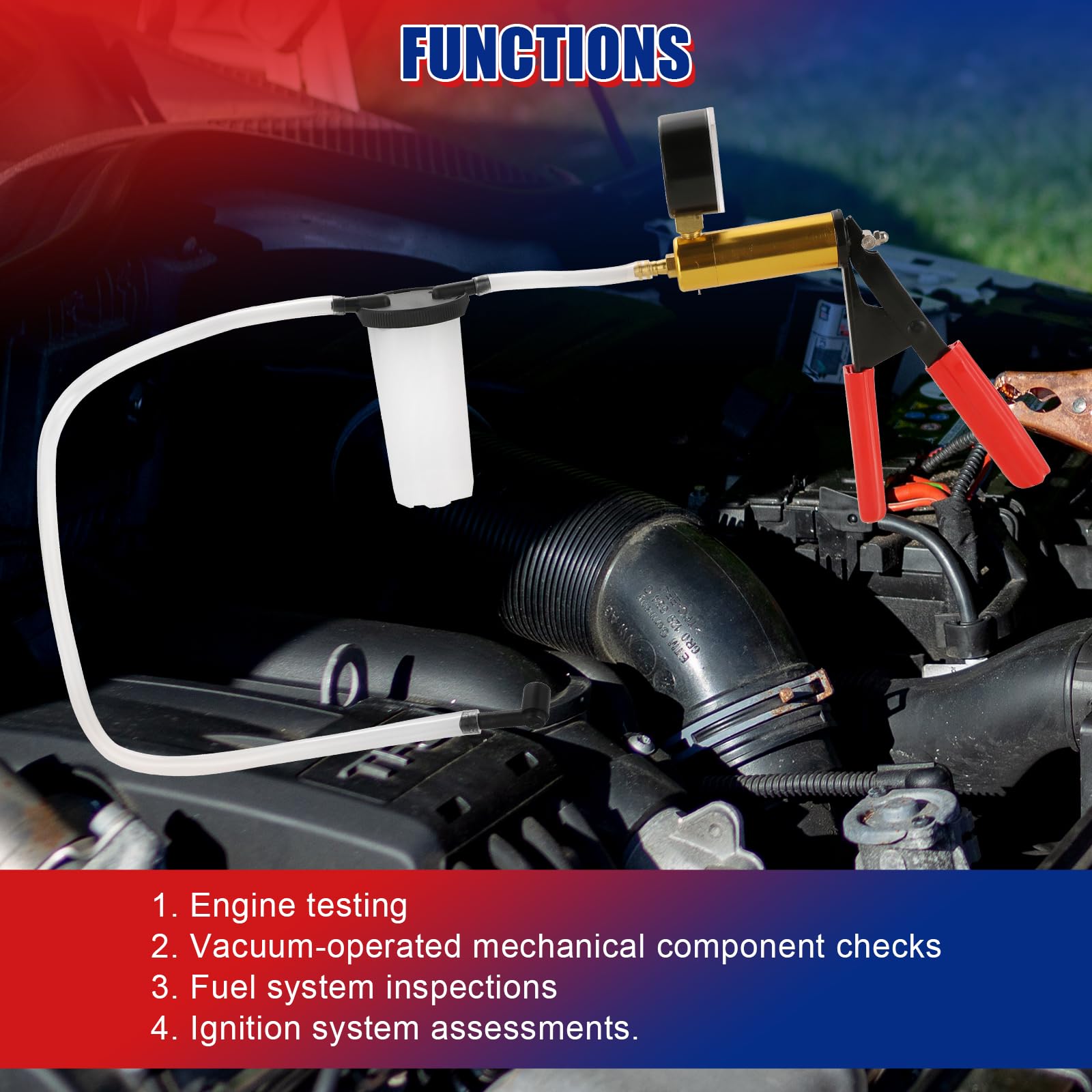 2 in 1 Handheld Vacuum Pump Brake Bleeder Kit - 16 Pcs Motorcycle & Car Brake Fluid Bleeding Tool Set with Pistol Pump Tester for Bike, Truck, ATV - Easy Oil Change & Maintenance (Blue) - Perfect for DIY Garage Repairs & Professional Auto Shops