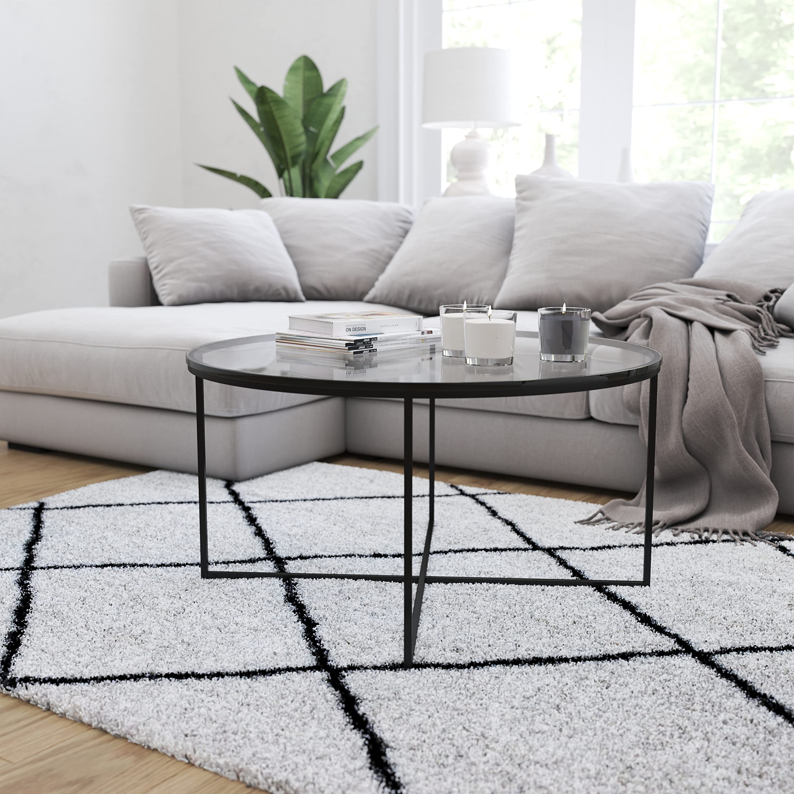 Merrick Lane Fairdale Glass Coffee Table - 36