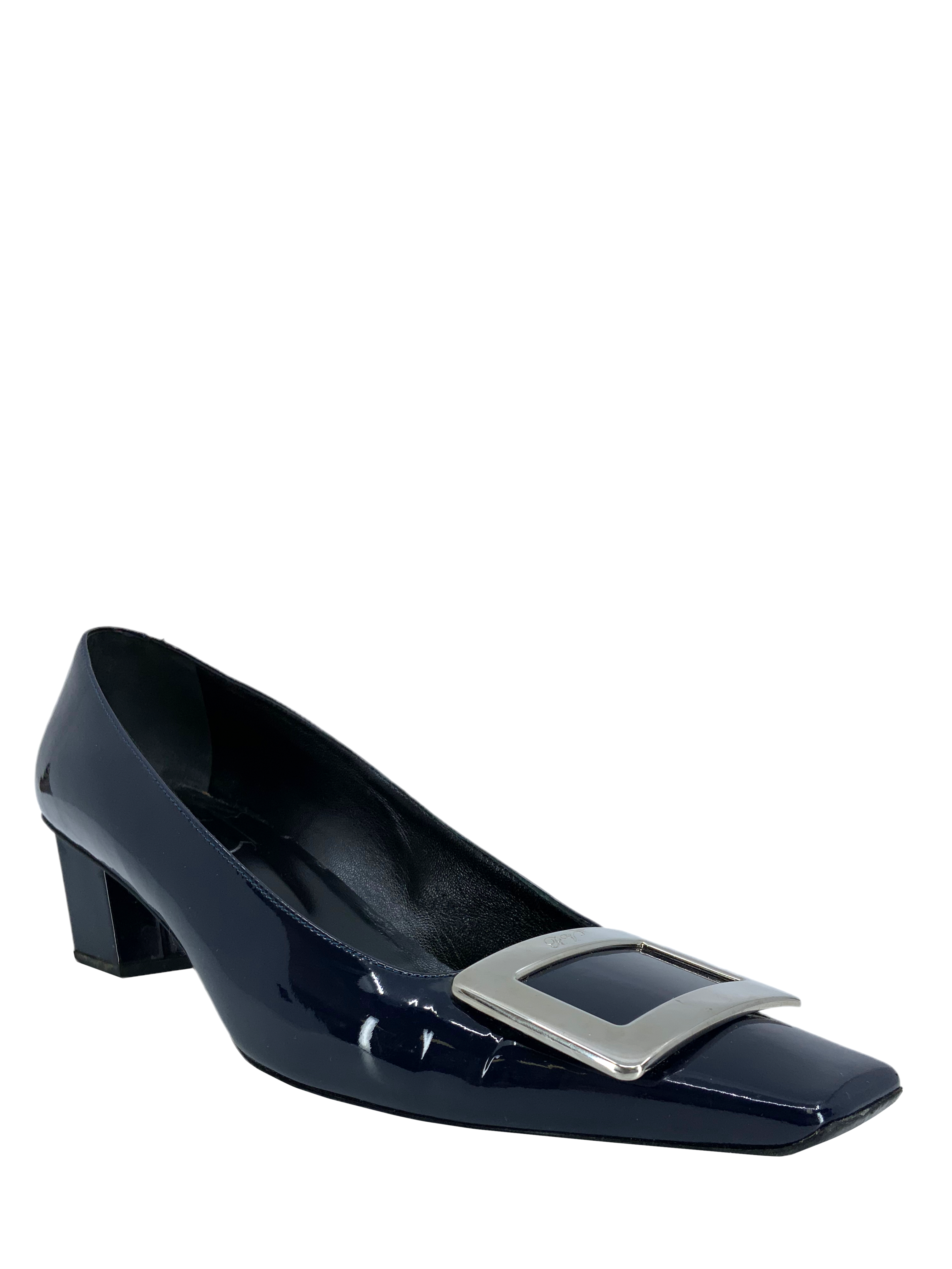 Roger Vivier Belle Vivier Metal Buckle Pumps Women's Size 8.5 | Luxury High Heel Shoes for Wedding, Party & Evening Events