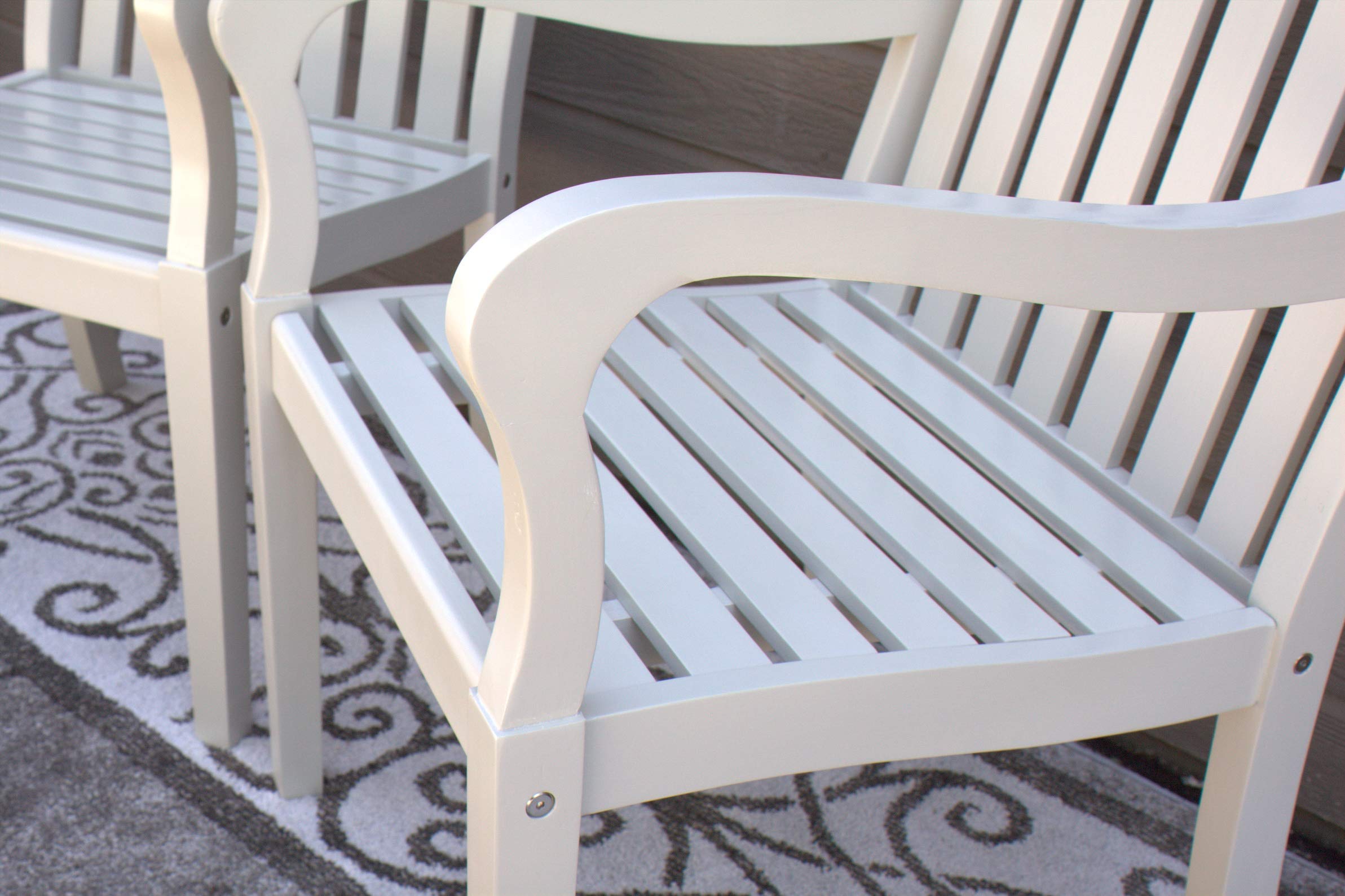 Pebble Lane Living Captains Dining Chairs Set of 2 - Light Gray Solid Wood with Rounded Arms & All-Weather Upholstery - Perfect for Kitchen, Dining Room, or Outdoor Patio Furniture
