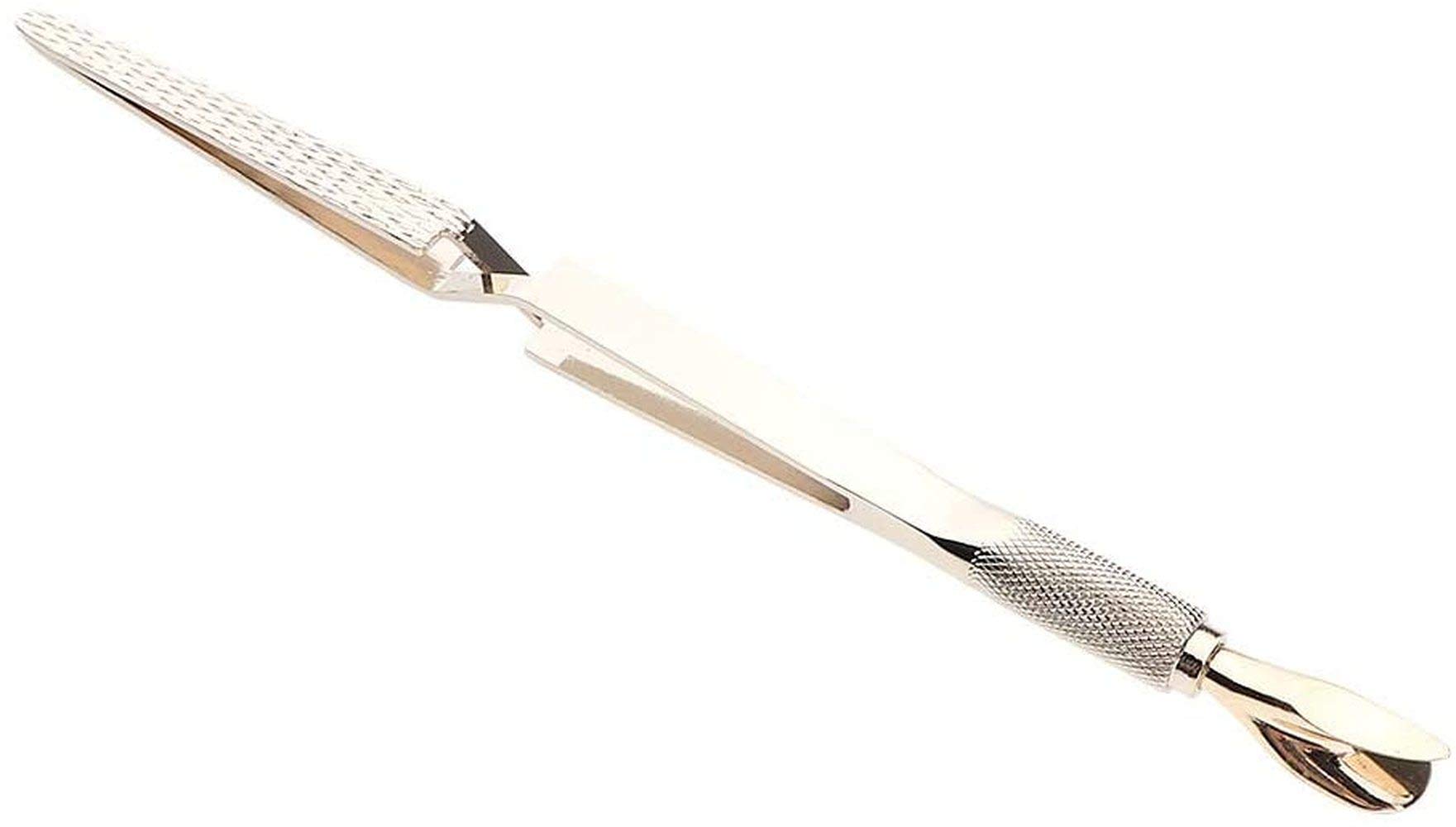 Premium Stainless Steel C-Curve Nail Pinching Tool for Gel, Crystal & Acrylic Nails - Professional Cuticle Cleaner & Polish Remover - 18x1cm Gold Nail Art Essential for Salon & Home Manicures