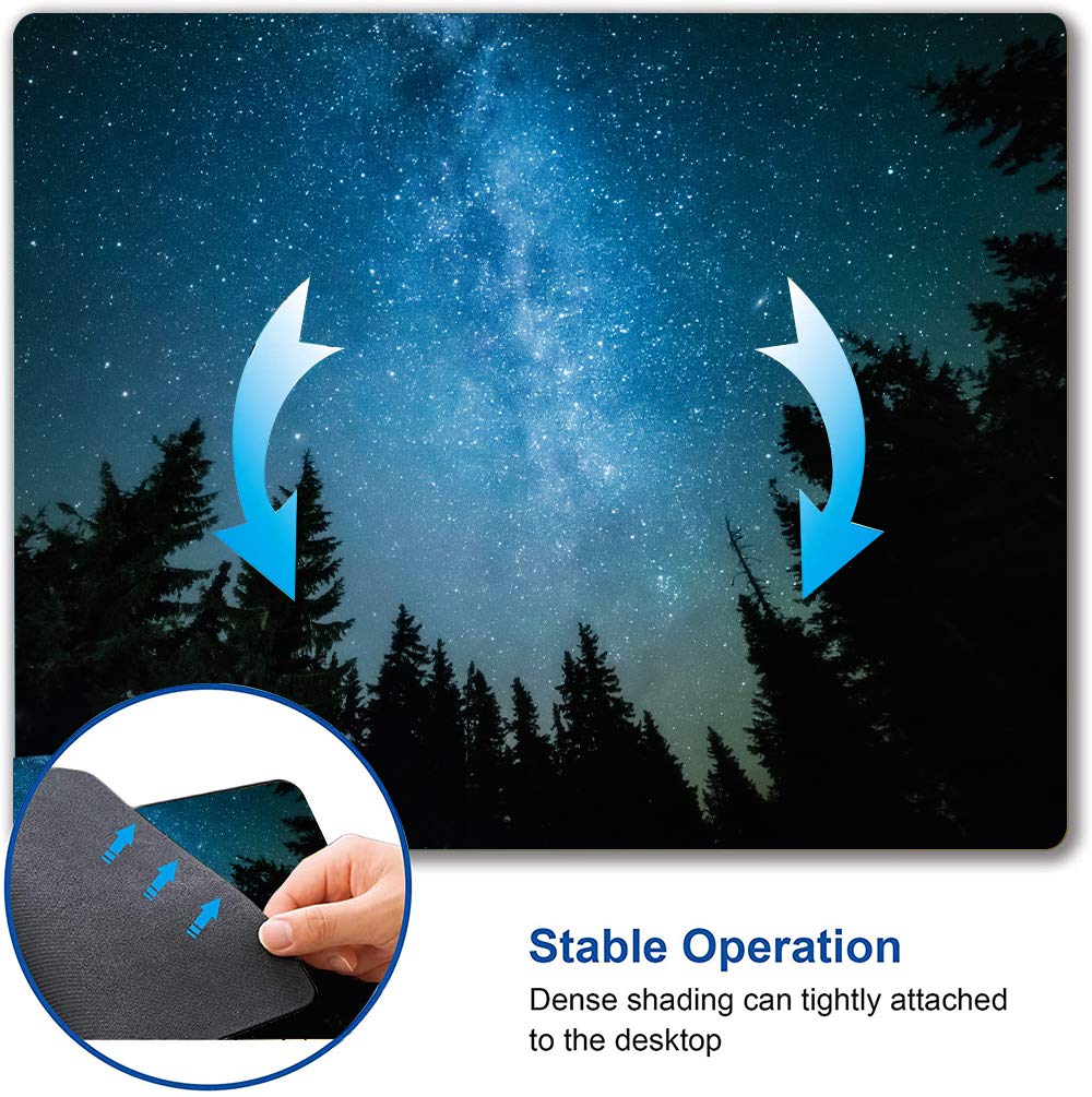 Milky Way Galaxy Pine Trees Mouse Pad - Non-Slip Rubber Gaming Mouse Pad for Computer & Laptop - Perfect for Office Work, Gaming & Home Use
