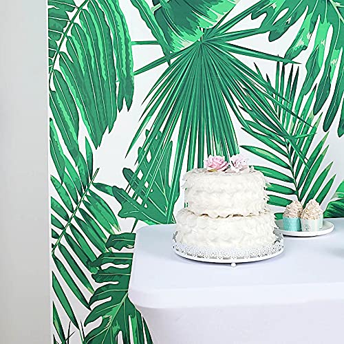 8 ft Vinyl Photography Backdrop Tropical Leaves Printed - Wedding Reception Party Decor, Baby Shower, Birthday, Bridal Shower Background
