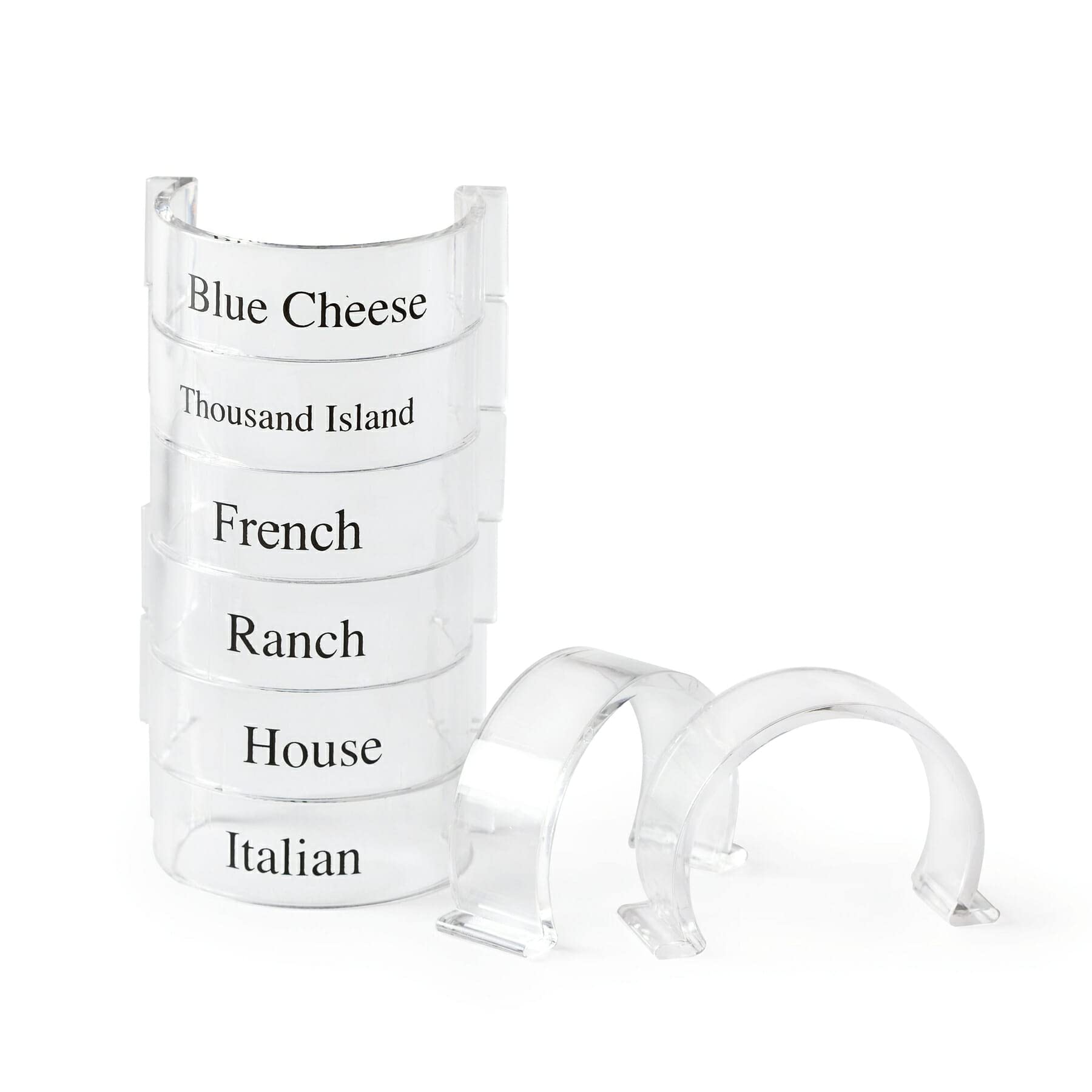 G.E.T. CLIPS-8-CL Set of 8 Clear Salad Dressing Bottle Clips - Break Resistant & Dishwasher Safe Polycarbonate - Perfect for Restaurants, Kitchens & Meal Prep (Pack of 8)