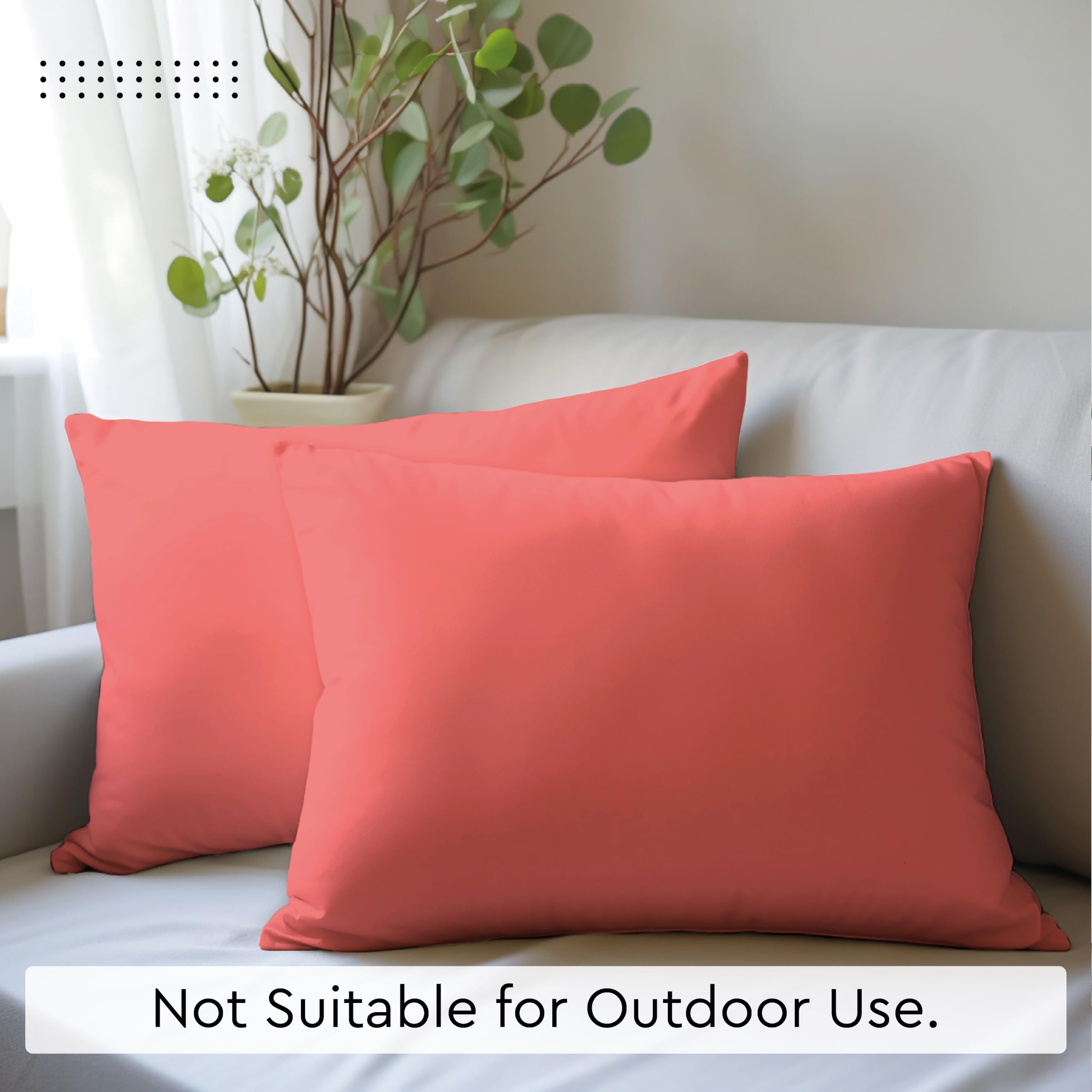 Encasa XO Decorative Throw Pillow Covers Set of 2 (12x20 Inches) - Soft Coral Cotton Cushion Covers for Living Room, Bed, Sofa | No Inserts Included | Premium Zipper Closure | Perfect for Home Decor, Accent Pillows & Cozy Interior Styling