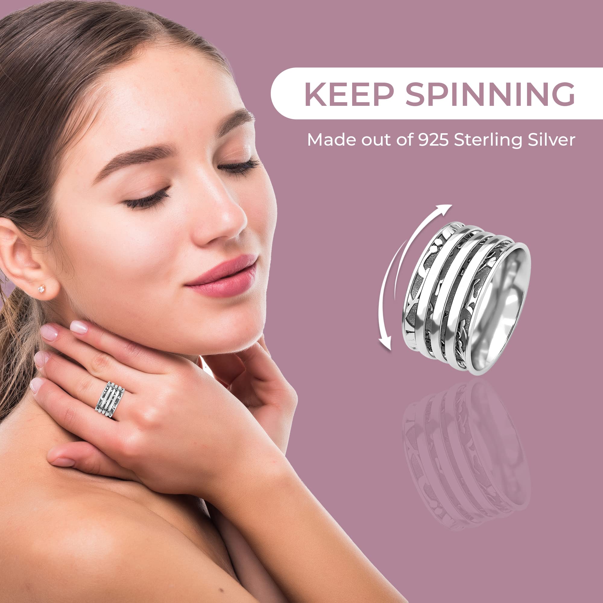 925 Sterling Silver Spinner Ring for Women - Elegant Mother's Jewelry Gift for Birthday, Anniversary & Special Occasions | Perfect for Daily Wear, Stacking & Thoughtful Gifting