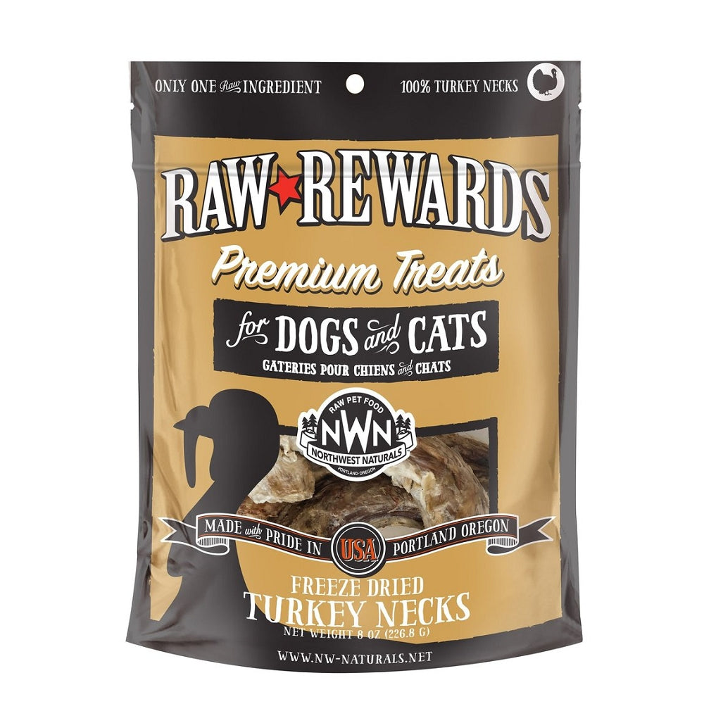 Freeze Dried Turkey Necks for Dogs & Cats - All Natural Raw Dog Treats & Cat Snacks - High Protein Chews for Dental Health - Perfect for Training, Rewards & Travel Treats