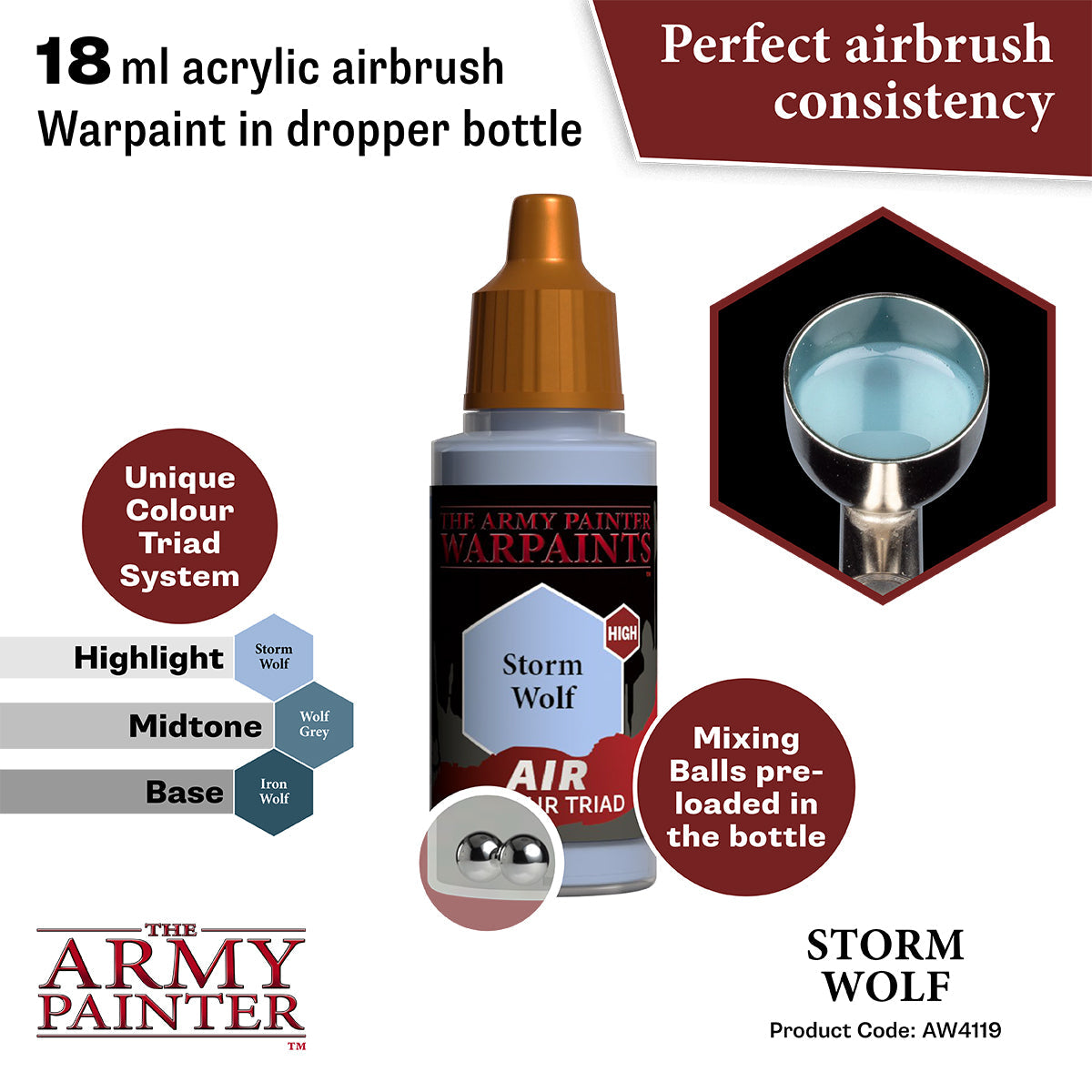 Warpaints Air: Storm Wolf - Premium Miniature Paint Set for Tabletop Gaming - Perfect for Warhammer, D&D, and Fantasy Miniatures