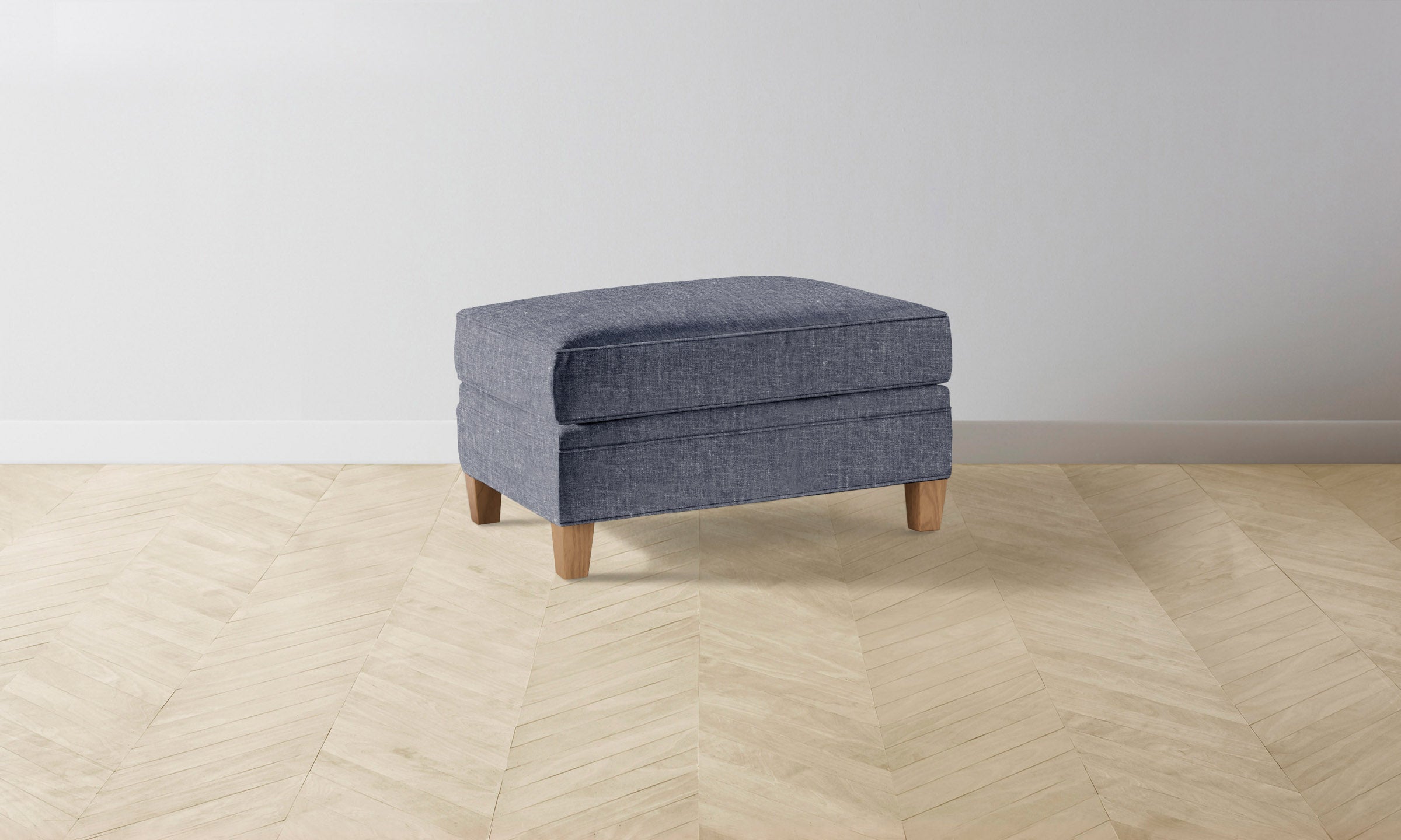 Carmine Ottoman - Heritage Belgian Linen Upholstered Storage Bench with Lake Blue Fabric | Perfect for Living Room, Bedroom & Entryway Seating
