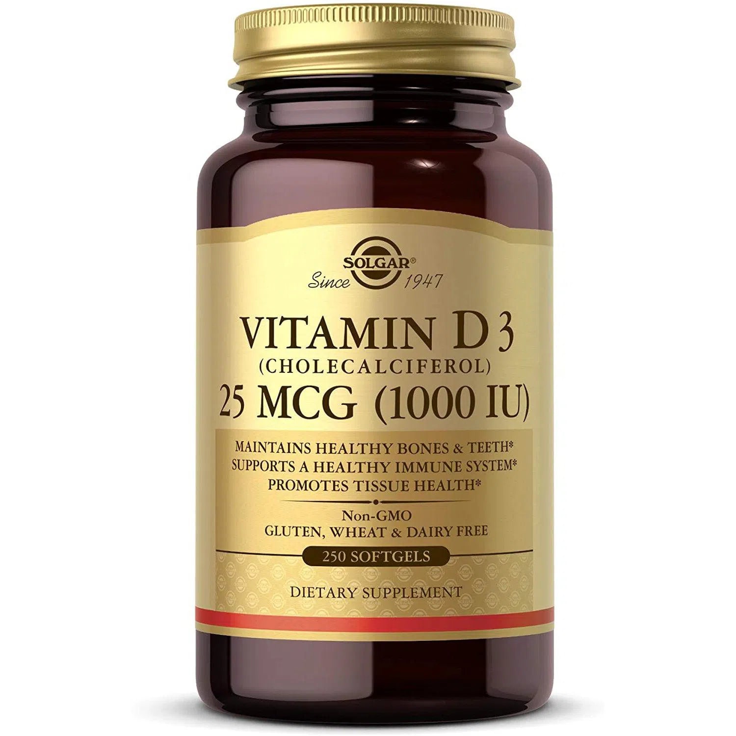Solgar Vitamin D3 25mcg (1000 IU) Supplement - Supports Bone Health & Immune System - for Adults & Kids - Daily Use at Home or Travel