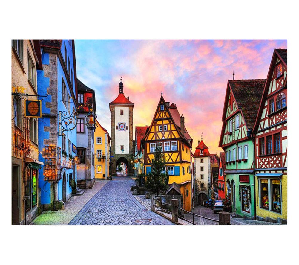Panda Legends 1000-Piece Wooden Jigsaw Puzzle for Adults - Rothenburg Germany Scenery - Challenging Puzzle Toy for Family Game Night & Stress Relief