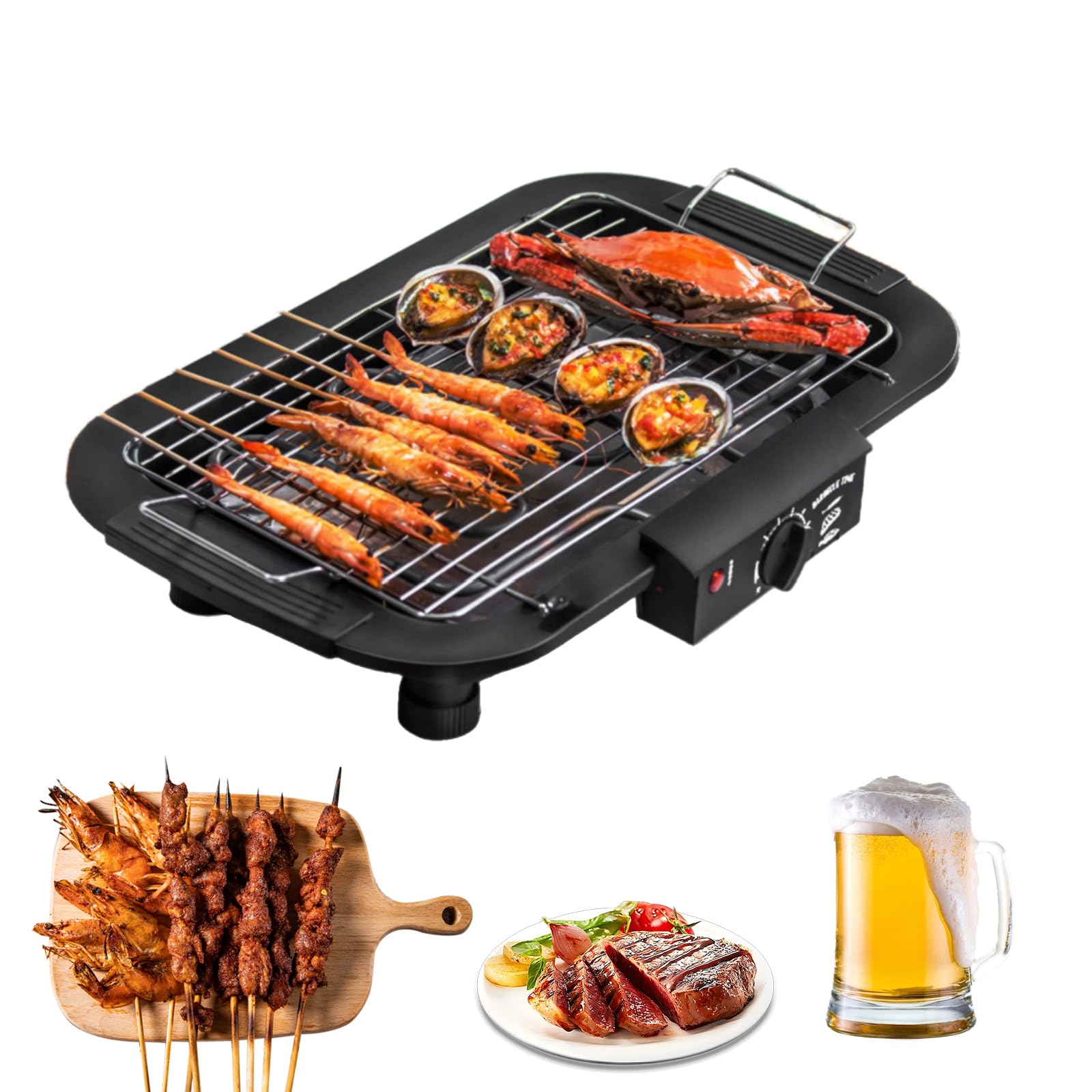 Smokeless Indoor Electric Grill - 2000W Non-Stick Griddle with Removable Grill Plate & Large Cooking Surface | Perfect for Family BBQs, Apartment Cooking & Healthy Meals