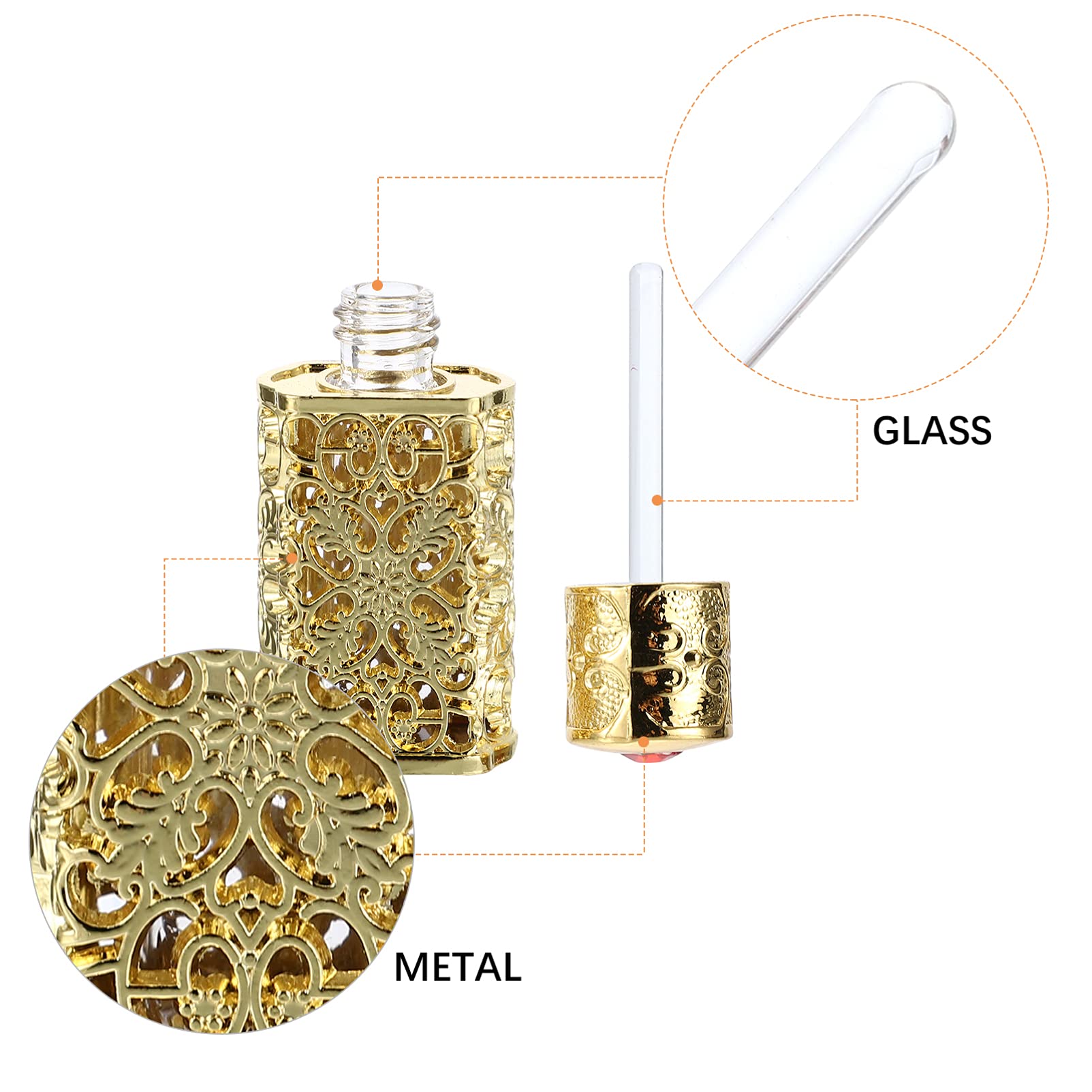 Vintage Metal Essential Oil Bottle - 3ml Small Glass Travel Dispenser for Aromatherapy, Diffusers & DIY Lotions | Retro Spray Bottle for Home, Office & Travel Use