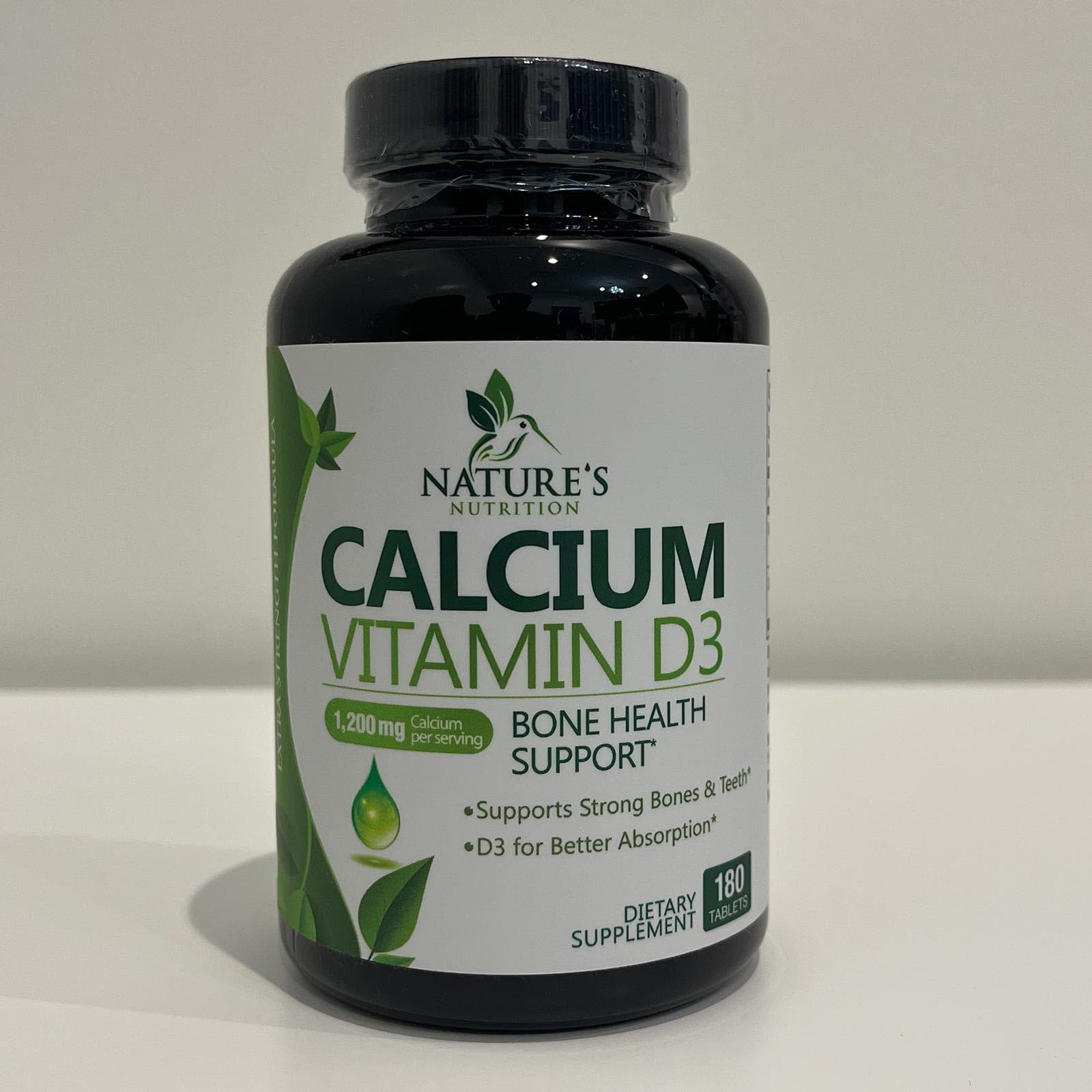 1200mg Calcium with Vitamin D3 Supplement - Supports Bone Strength, Teeth & Immune Health - Absorbable Calcium Carbonate for Women & Men - 180 Tablets - Ideal for Daily Bone Support & Healthy Aging
