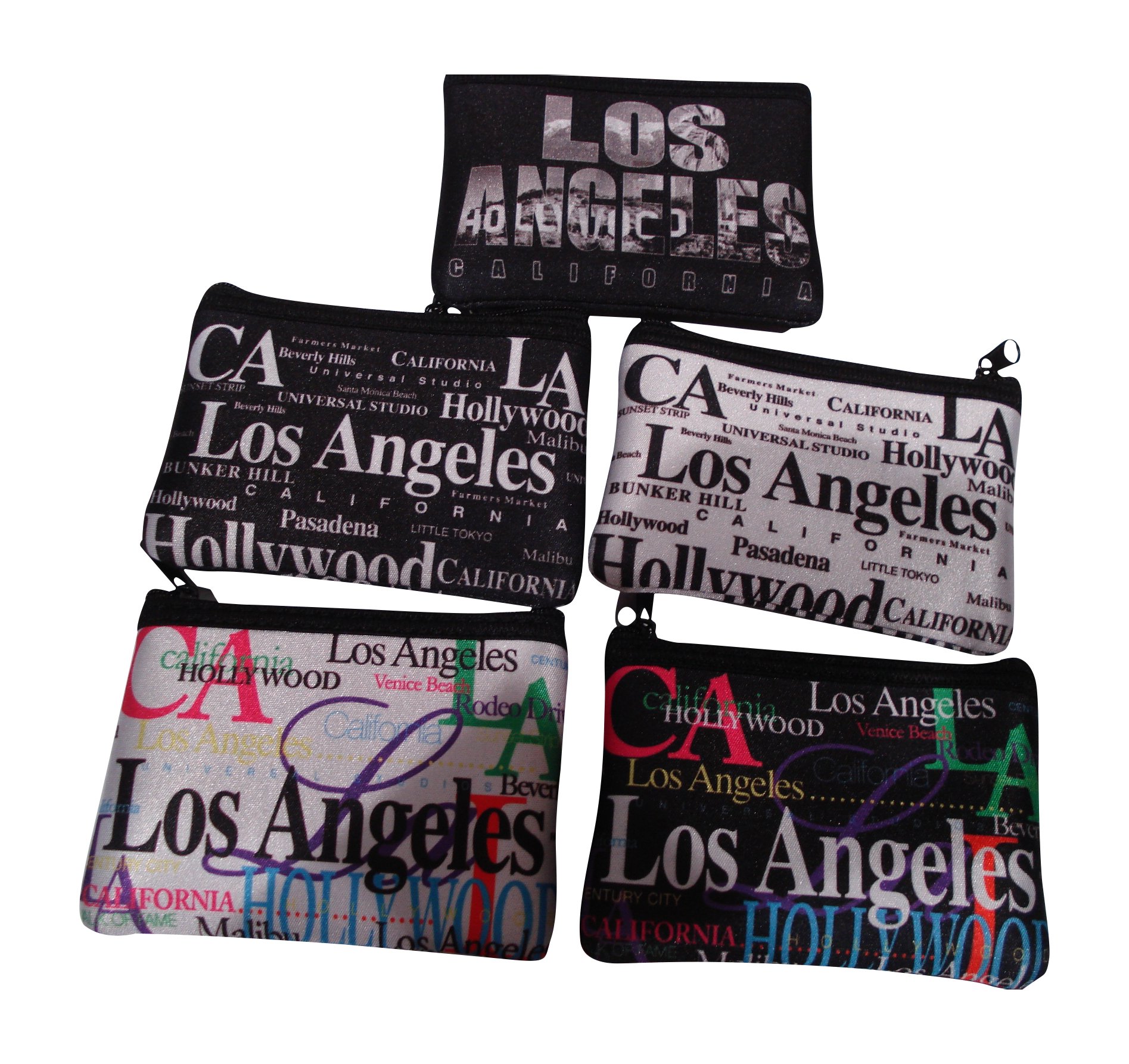 Los Angeles Letter Neoprene Coin Purse - Stylish Zippered Wallet for Coins, Cash & Cards | Perfect for Travel, Shopping & Everyday Use
