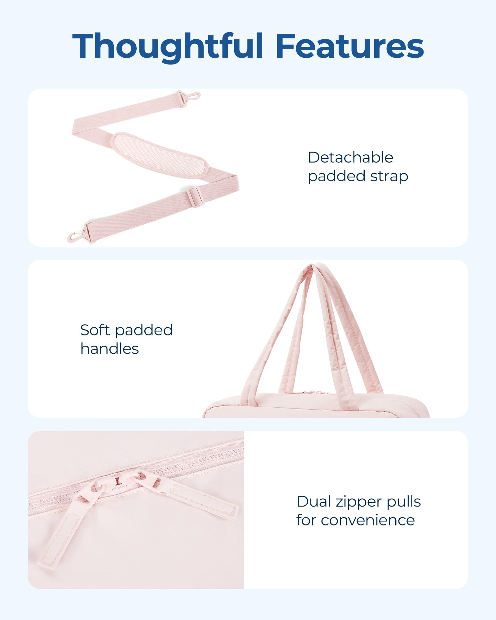 BAGSMART 31L Puffer Quilted Duffle Bag for Women - Waterproof Gym Bag, Travel Carry On, Weekender Overnight Bag with Laptop Compartment (Pink) - Perfect for Workouts, Business Trips & Weekend Getaways