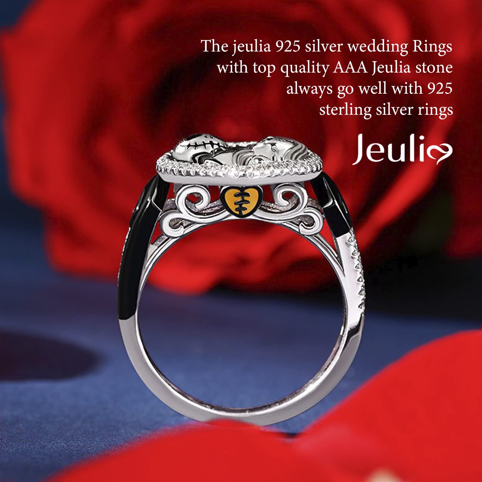 Jeulia Pumpkin King Skull Couple Ring - Sterling Silver Two Tone Halloween Jewelry for Women & Men, Engagement Wedding Anniversary Valentine Birthday Gift with Jewelry Box - Perfect for Gothic Lovers, Couple Matching, and Alternative Fashion Style