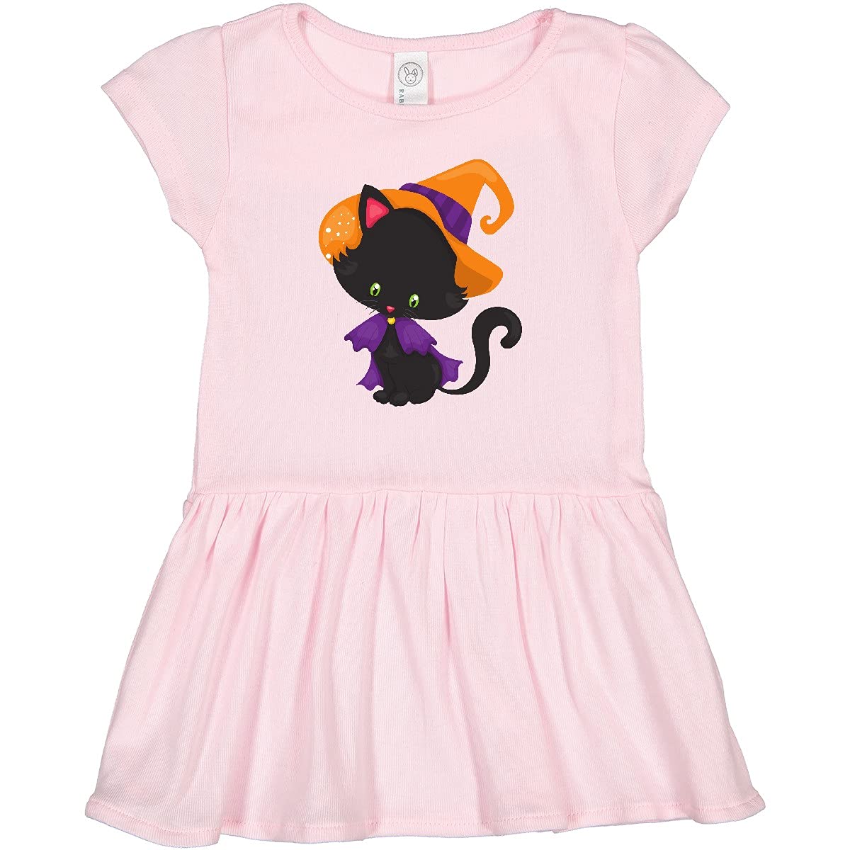 Inktastic Halloween Cat Toddler Dress - Cute Black Cat with Witch Hat for Kids | Perfect for Halloween Costumes, Trick or Treating & Festive Parties
