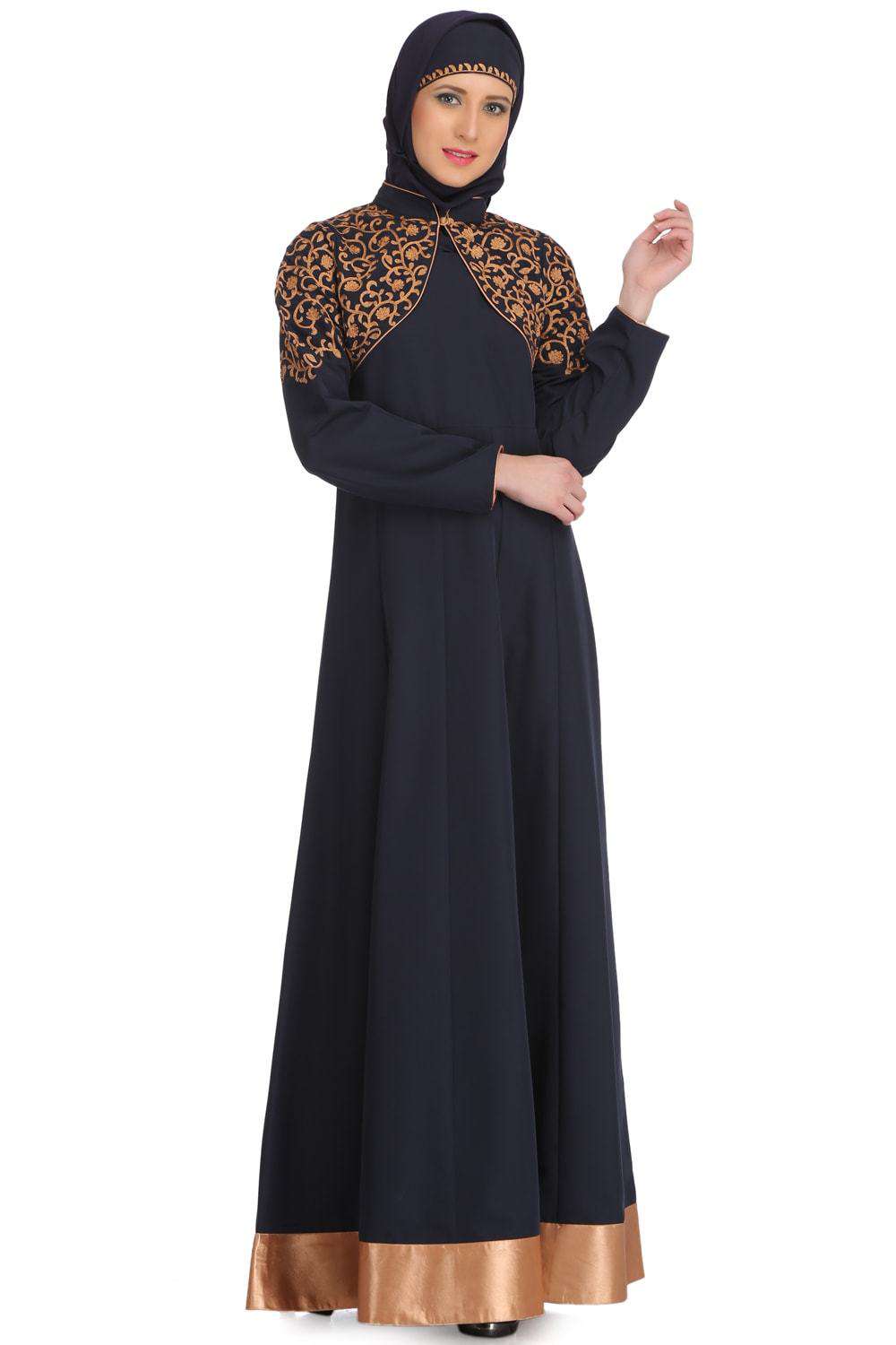 Premium Navy Blue Kashibo Abaya for Women - Modest Islamic Prayer Dress - Perfect for Mosque, Eid, and Special Occasions