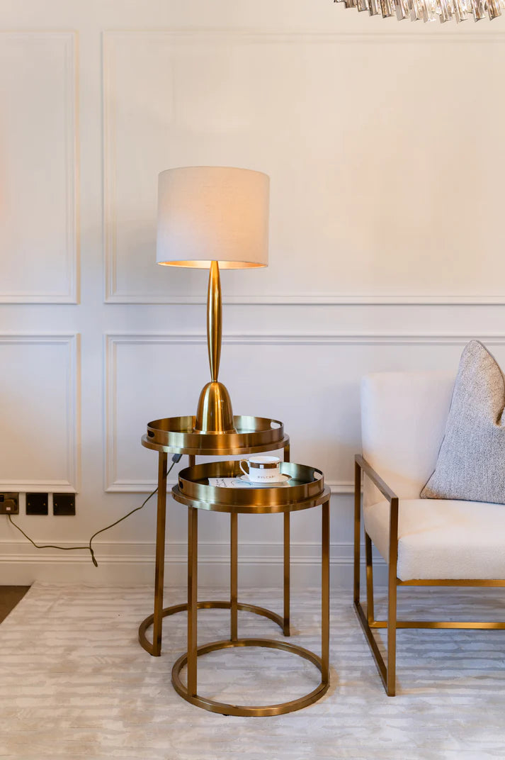 Colmar Gold Finish Side Table Set - Modern End Table for Living Room, Bedroom & Office - Stylish Accent Table for Home Decor
