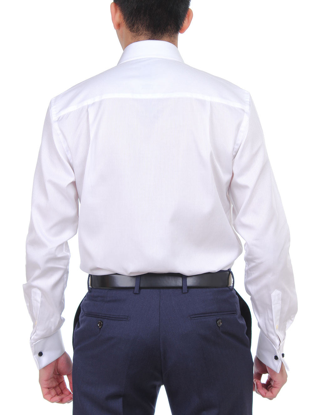 White Satin Stripe Dress Shirt for Men - Contemporary Fit Formal Wear - Perfect for Weddings, Business Meetings & Special Occasions