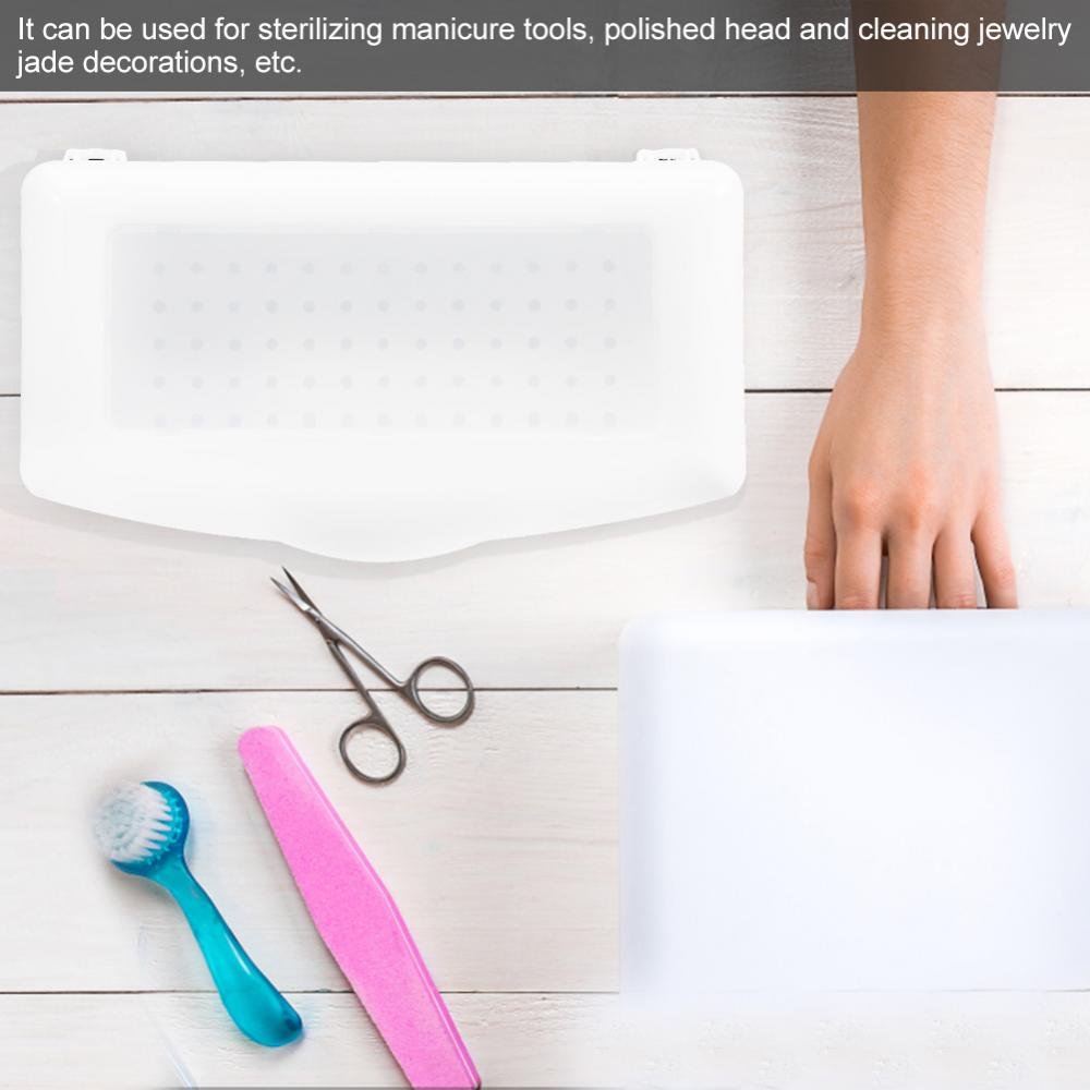 Professional Nail Tools Sterilizer Tray with Self-Draining Basket - UV Disinfection Container & Storage Organizer for Manicure Salon Tools - Perfect for Salon Hygiene & Tool Maintenance
