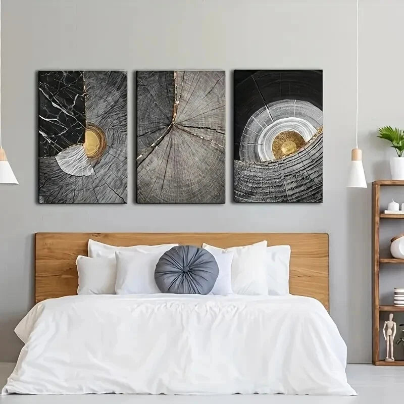3-Piece Abstract Black and White Metal Wall Art Prints - Ready to Hang Modern Home Decor for Living Room, Bedroom & Office