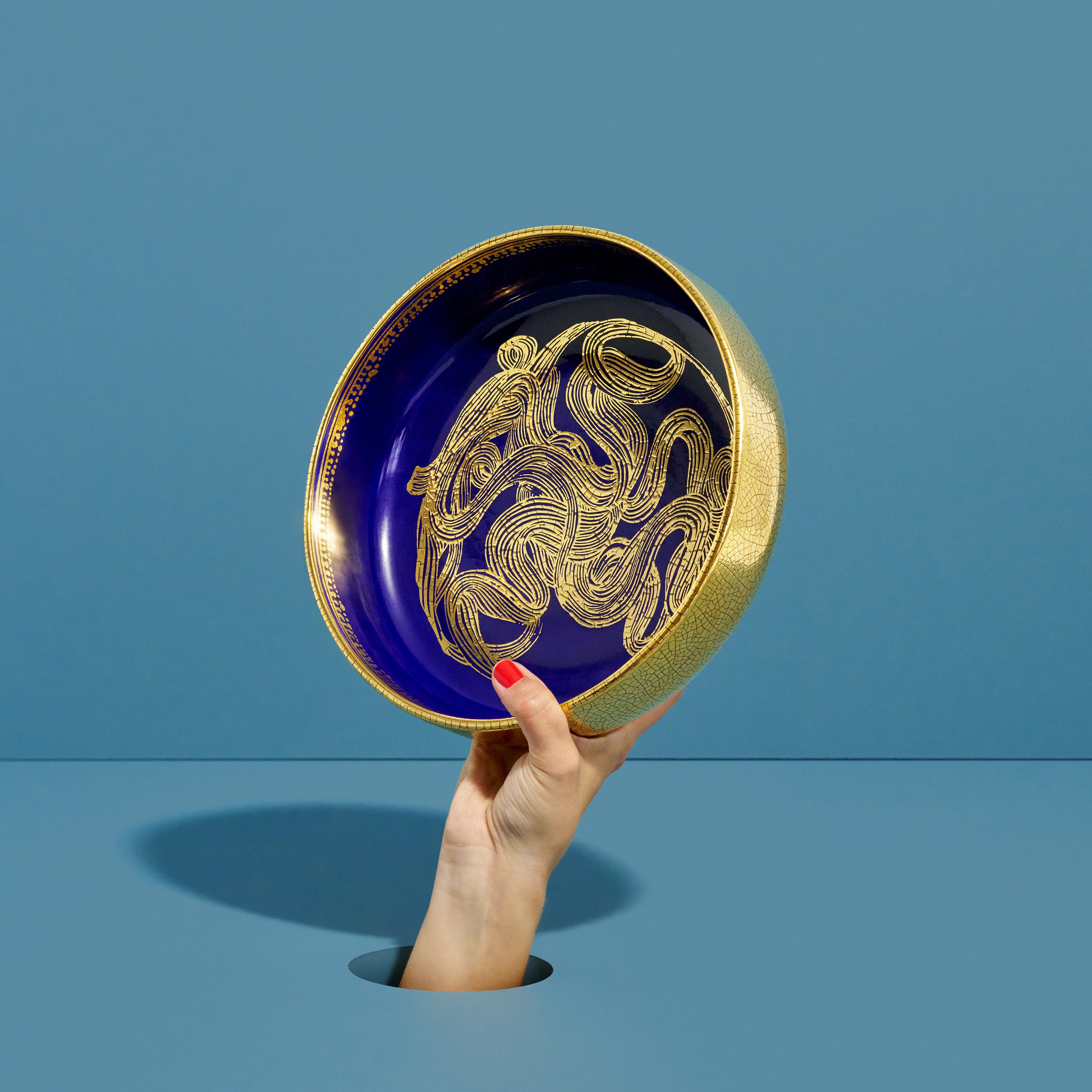 Ruan Hoffmann Ceramic Bowl - Medium Size, Handmade Blue Artisan Bowl for Dining & Home Decor | Perfect for Soup, Salad, Fruit Serving