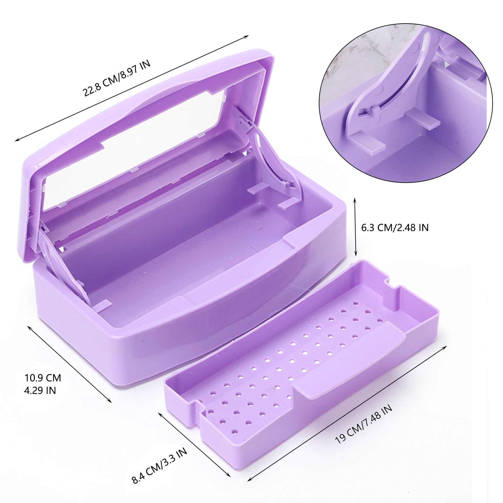 Professional Nail Tool Sterilizer Tray - Purple Plastic Sterilization Box for Lash Tweezers & Esthetician Supplies | Essential for Nail Technicians & Salon Hygiene | Perfect for Manicure, Pedicure & Eyelash Extension Services