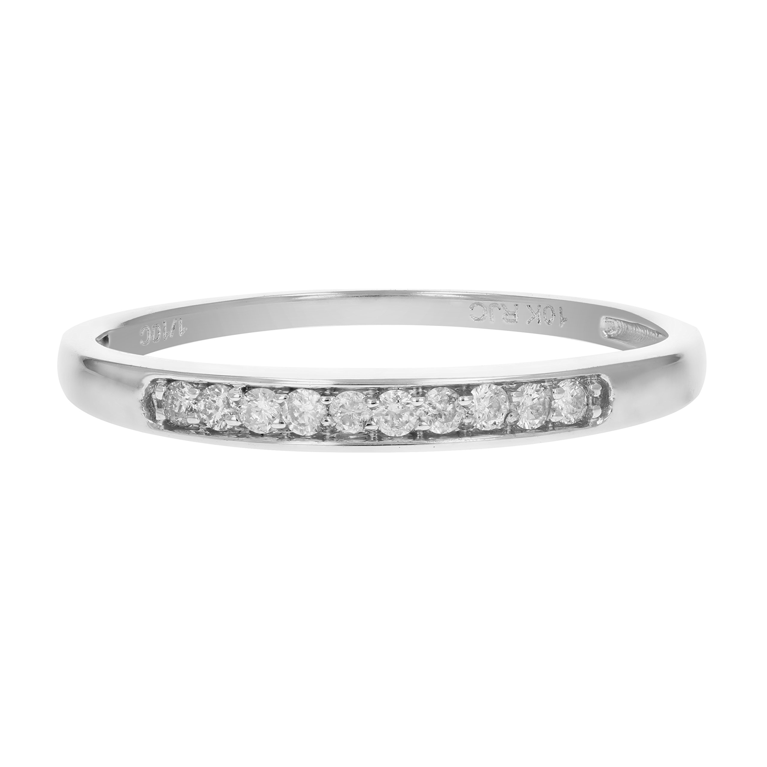 1/10 CTTW Diamond Wedding Band for Women - 14K White Gold Engagement Ring with 10 Prong Set Stones, Size 5-9 | Perfect for Anniversary Gifts, Bridal Jewelry & Special Occasions