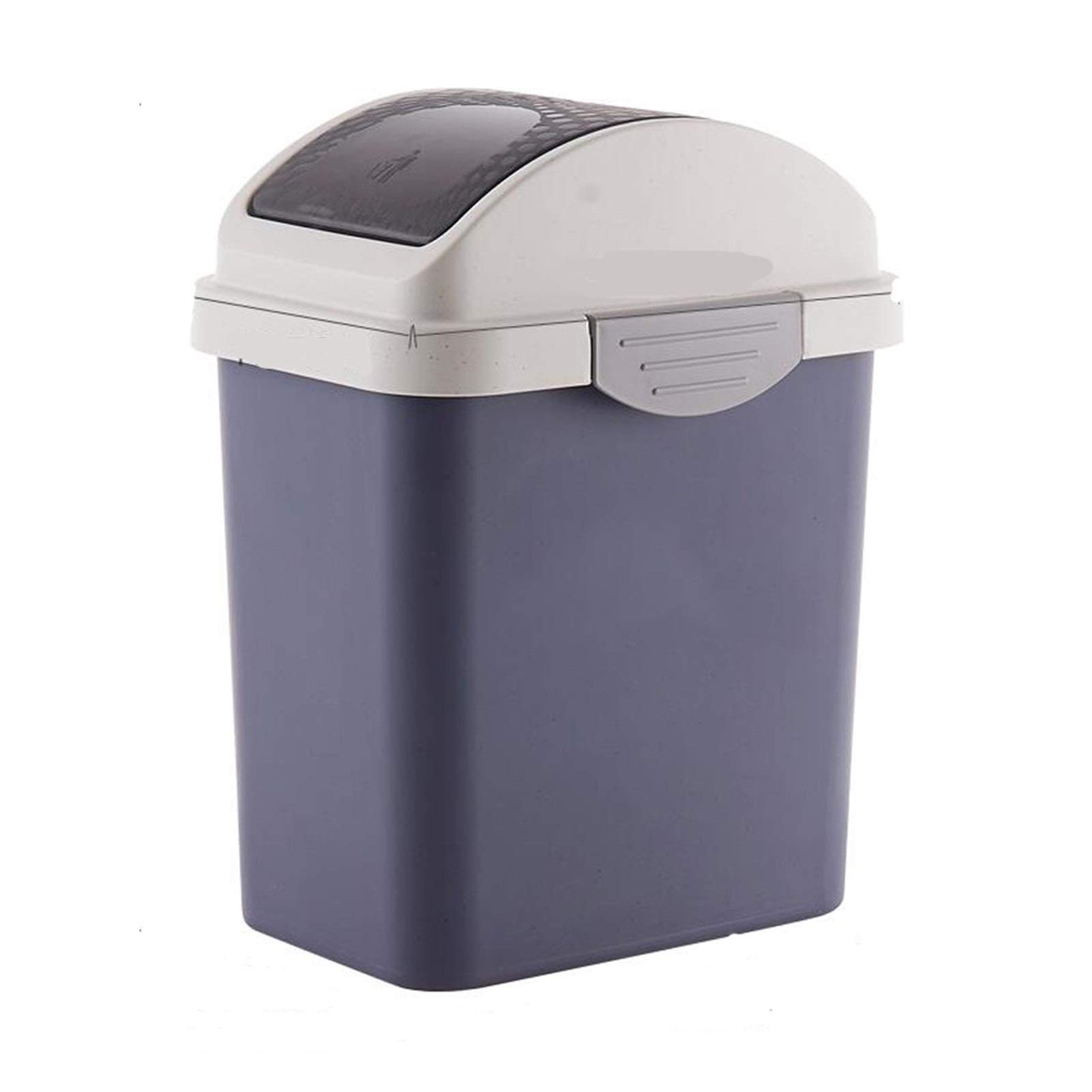 Narrow Trash Can with Lid - Space-Saving Shake Cover Garbage Bin for Kitchen, Bathroom & Office (14.5×22.5×33.5cm, Navy Blue) | Odor Control & Stylish Waste Storage Solution