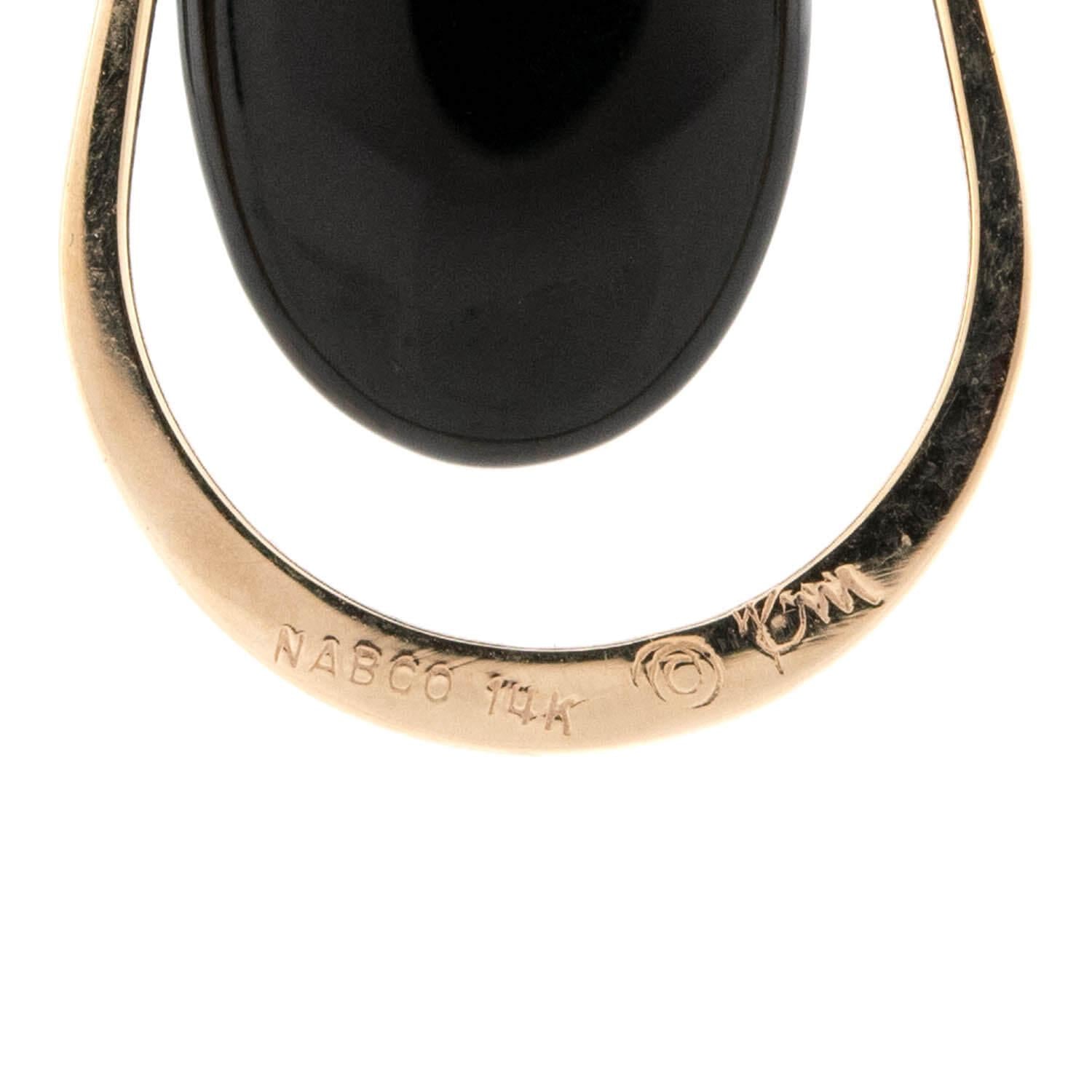 14K Gold Onyx Teardrop Earrings for Women - Elegant Dangle Drop Earrings for Party, Wedding & Evening Wear - NABCO Estate Fine Jewelry Collection