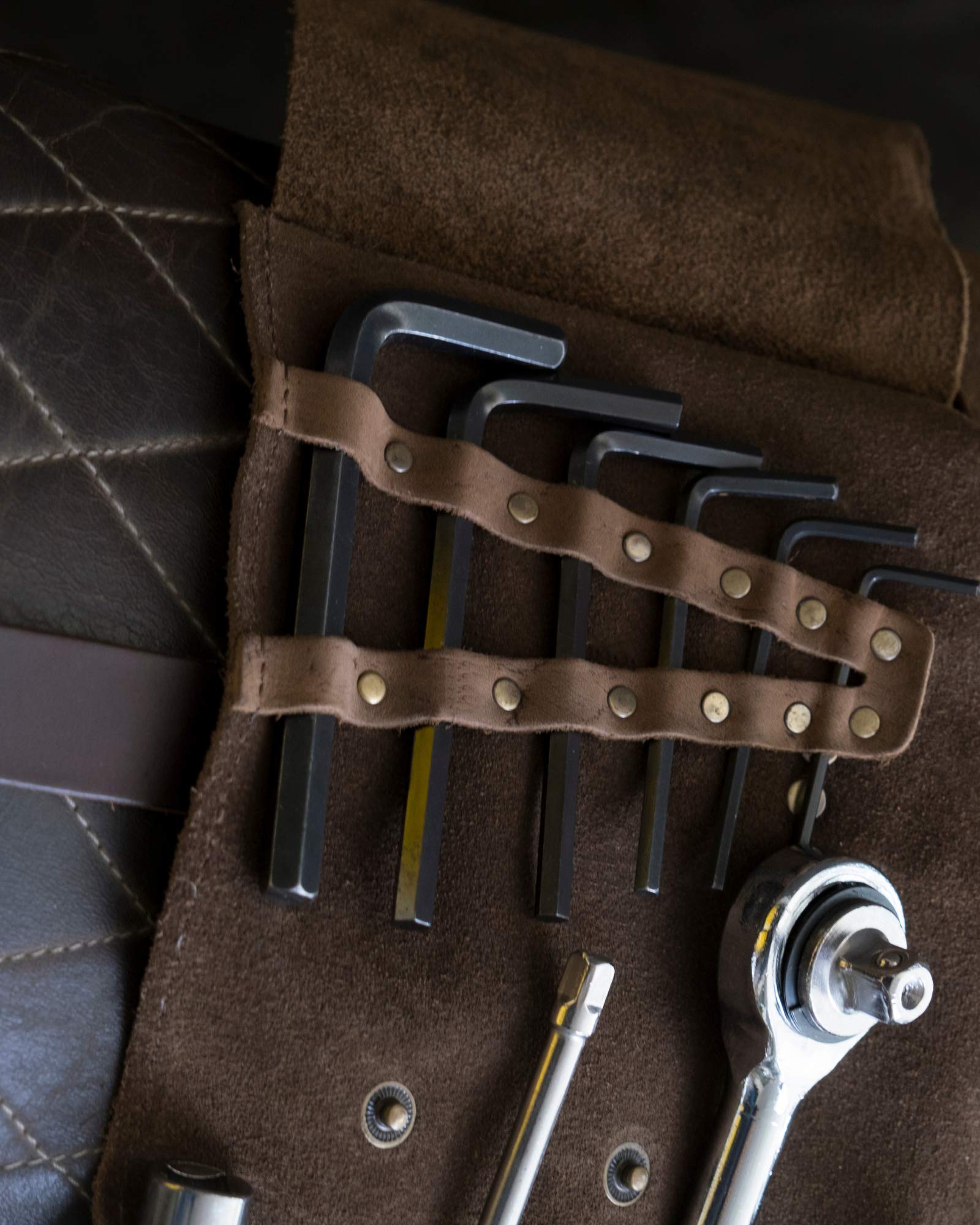 Trip Machine Company Genuine Leather Tool Roll - Durable & Stylish Organizer for Wrenches, Screwdrivers & DIY Tools | Perfect for Mechanics, Woodworking & Garage Storage