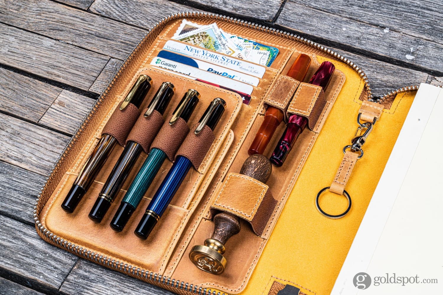 Galen Leather Zippered A5 Notebook Folio in Crazy Horse Honey Ochre - Premium Leather Cover for Journals, Planners & Notebooks - Perfect for Office, School & Travel Organization