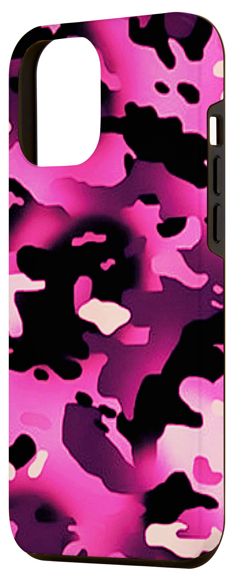 iPhone 12 Pro Max 热粉色迷彩保护壳 - 防摔耐磨 个性潮流 适合日常使用、户外活动和时尚搭配