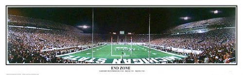 Michigan State Spartans Spartan Stadium End Zone Panoramic Poster - 13.5x39 NCAA College Football Wall Art with Black Metal Frame #5005 - Perfect for Game Room, Man Cave & Sports Bar Decor