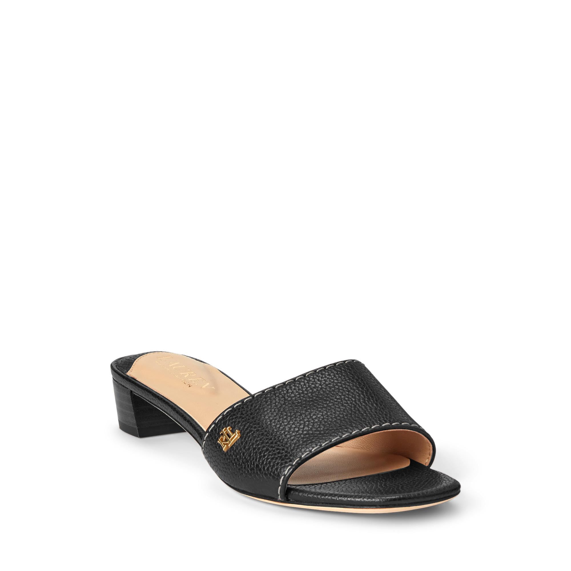 Lauren Ralph Lauren Women's Fay Tumbled Leather Sandals - Comfortable Casual & Dressy Strappy Sandals for Summer, Beach, Vacation & Everyday Wear