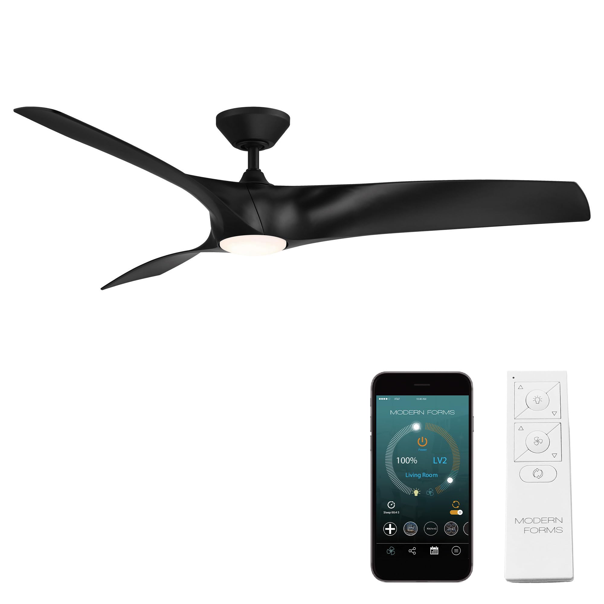 Zephyr 62-Inch Smart Ceiling Fan with LED Light Kit & Remote Control, Adjustable CCT 2700K-5000K, Matte Black, Works with Alexa & iOS/Android App for Living Room, Bedroom, or Patio