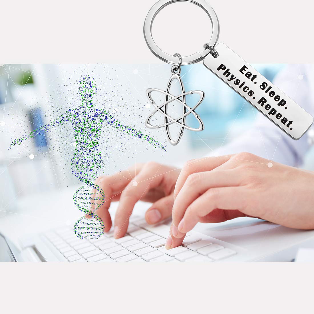 Funny Physicist Keychain - Eat Sleep Physics Repeat - Unique Physics Lover Gift for Science Enthusiasts - Perfect for Graduation, Birthday & Teacher Appreciation