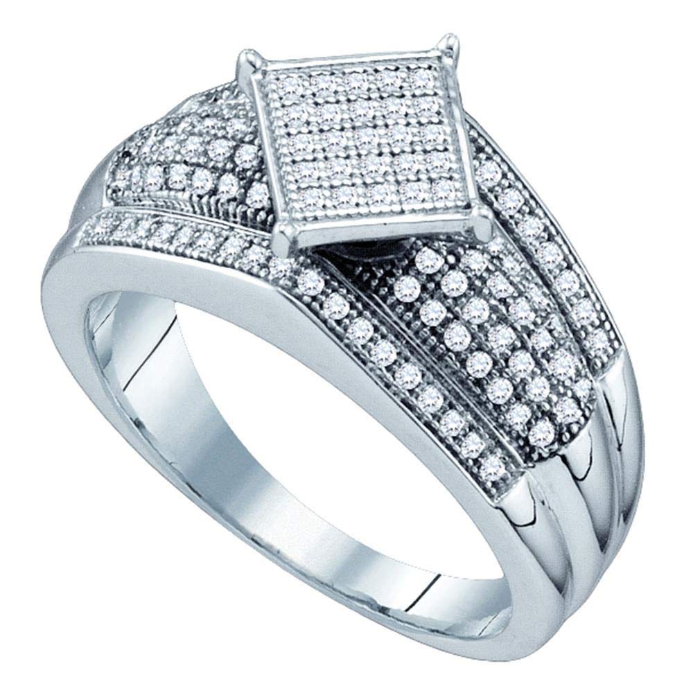 Dazzlingrock Sterling Silver Round Diamond Cluster Ring for Women - 1/3 CTW Elegant Square Design, Perfect for Engagement, Anniversary & Special Occasion Gifts