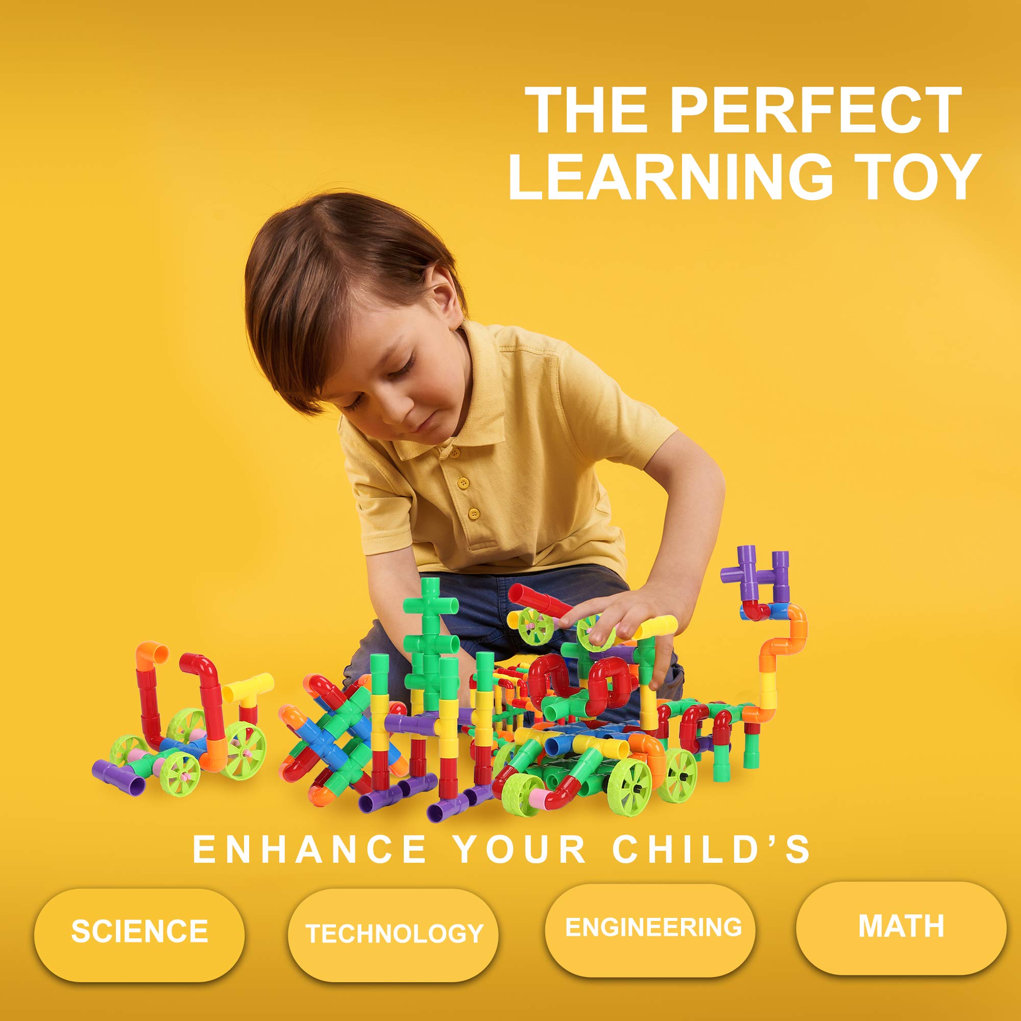 STEM Educational Building Blocks Toy Kit for Kids Ages 3-8 - Creative Construction Learning Toys for Toddlers & Preschool Boys & Girls - Perfect for Classroom, Birthday Gifts & Indoor Playtime Activities