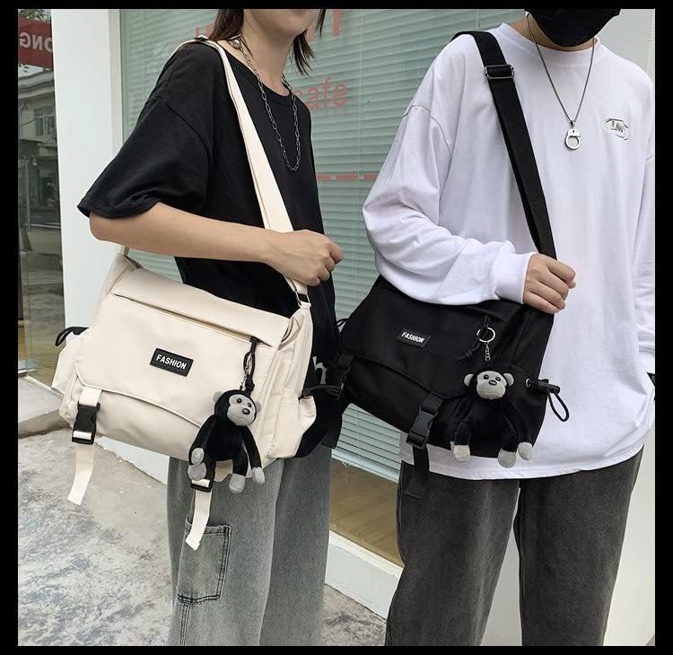 Large Capacity Unisex Shoulder Bag - Waterproof Nylon Messenger Bag for Men & Women, Japanese Korean Style Oxford Book Bag - Perfect for School, Work, Travel & Daily Commute