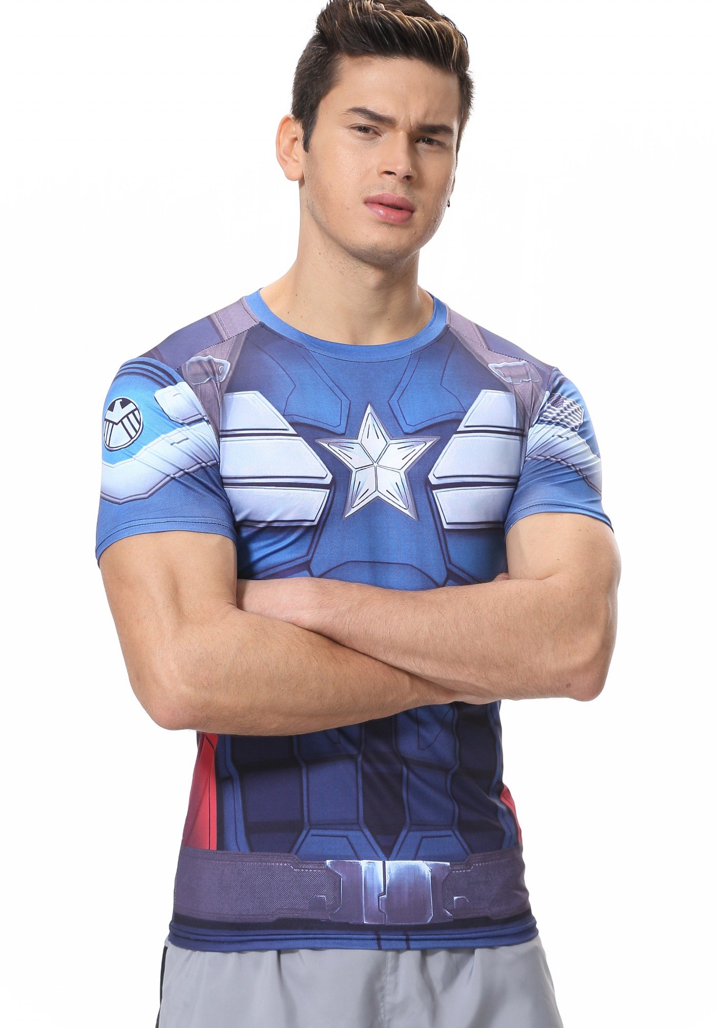 Men's Compression Fitness Shirt - Moisture Wicking Superhero Graphic Workout T-Shirt for Running & Gym Training - Ideal for Sports, Jogging and Active Lifestyle