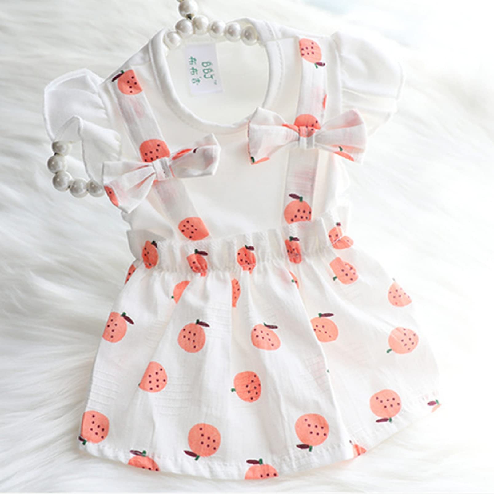 Strawberry Print Dog Dresses with Bow Knot - Cute Small Dog Clothes for Spring & Summer | Perfect for Puppy Parties, Outdoor Walks & Photo Shoots
