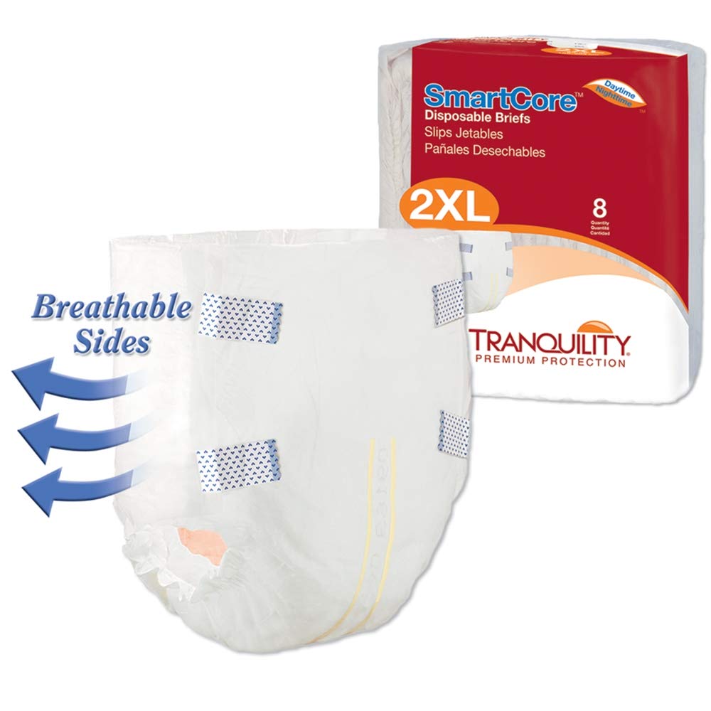 Tranquility 2315-Case XXL SmartCore Brief Incontinence Underwear, 32 Count - Premium Absorbent Protection for Adults - Ideal for Overnight Use, Travel & Active Lifestyles
