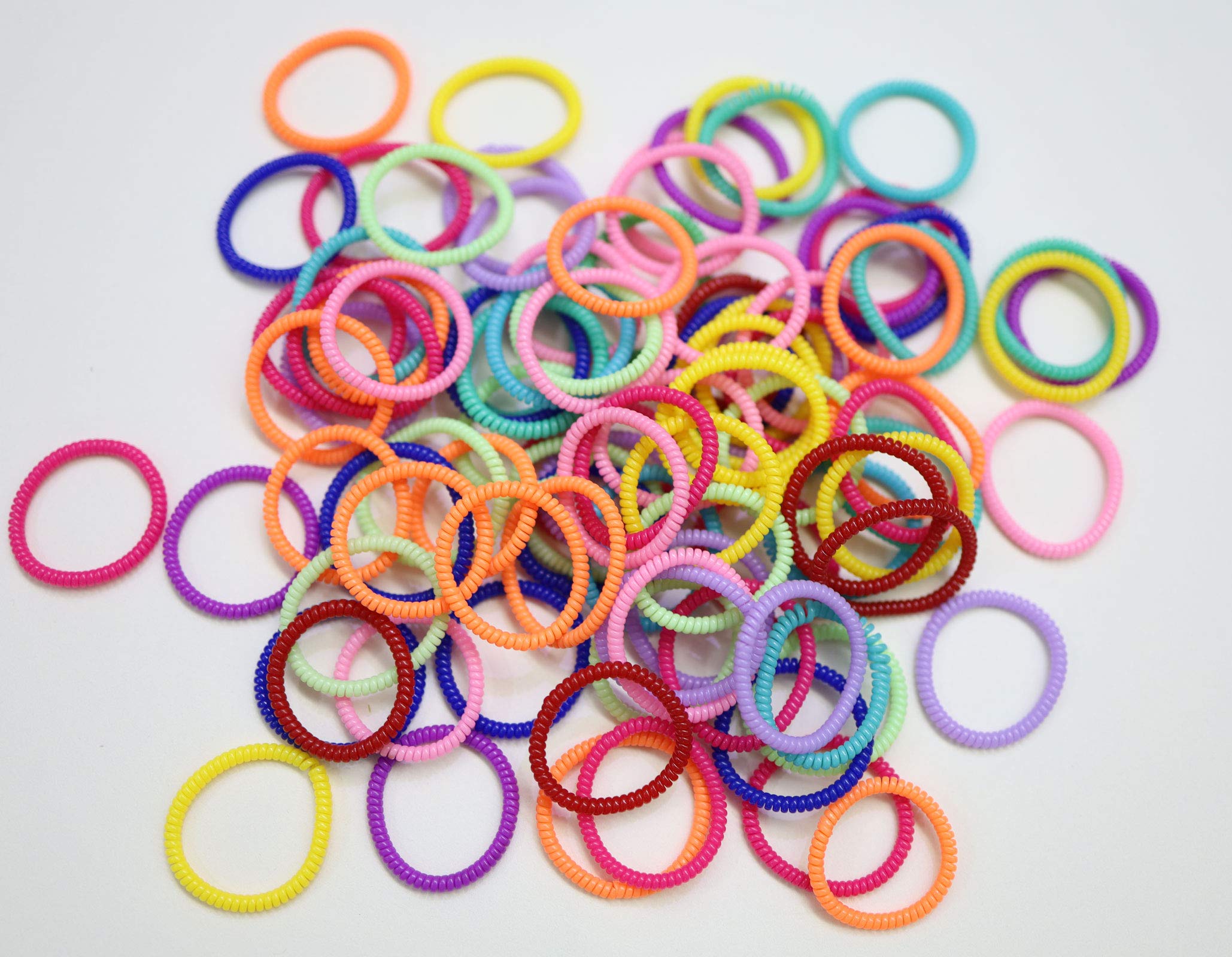 100 Pcs Spiral Hair Ties No Crease Elastic Coil Hair Bands for Women & Girls - Soft Phone Cord Hair Ties for Workout, Yoga, School & Everyday Use